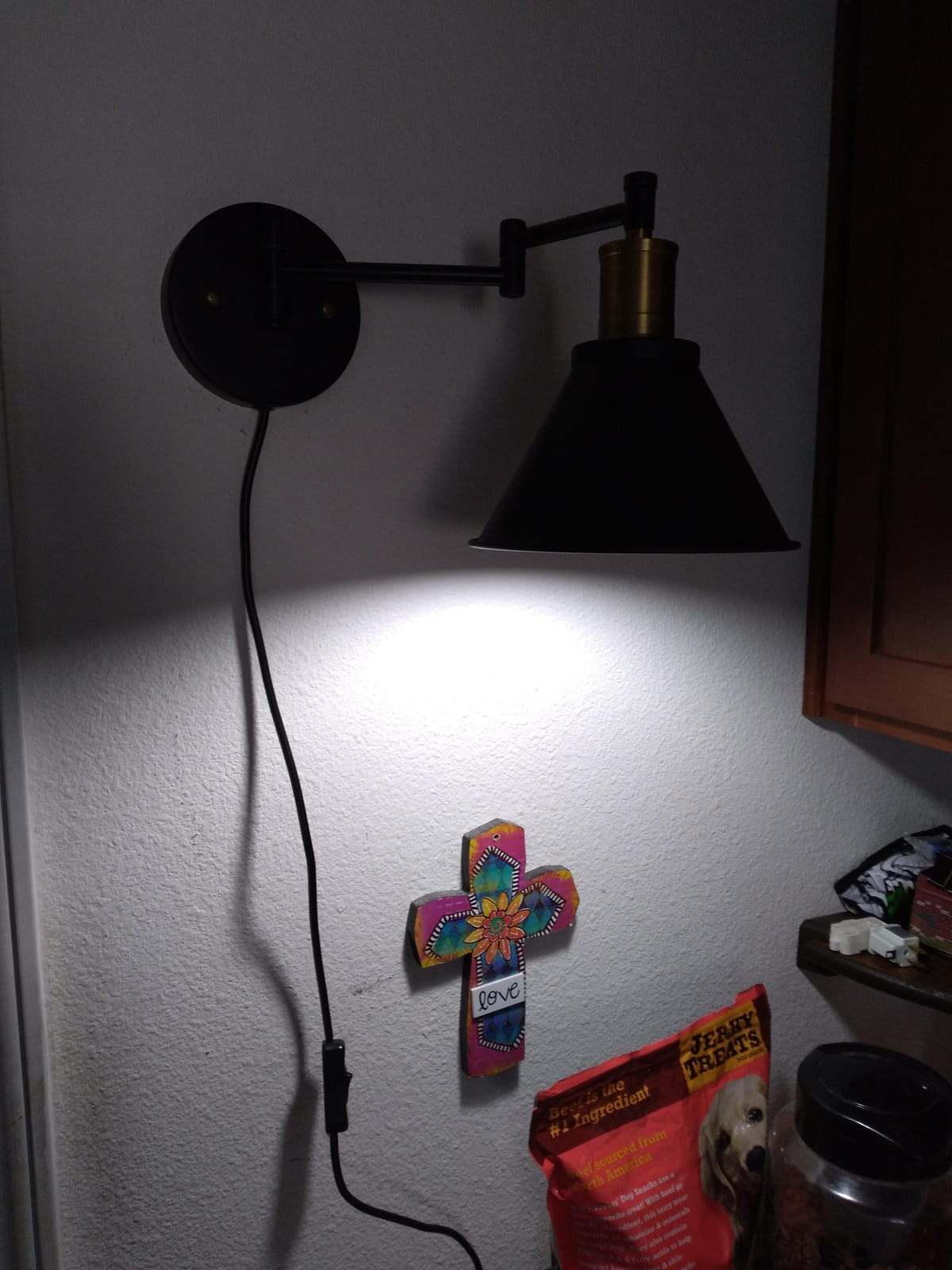 Swing Arm Wall Lamp Plug-in Cord Industrial Wall Sconce, Bronze and Black Finish,with On/Off Switch, E26 Base,1-Light Bedroom Wall Lights Fixtures,Bedside Reading Lamp customer photo 2