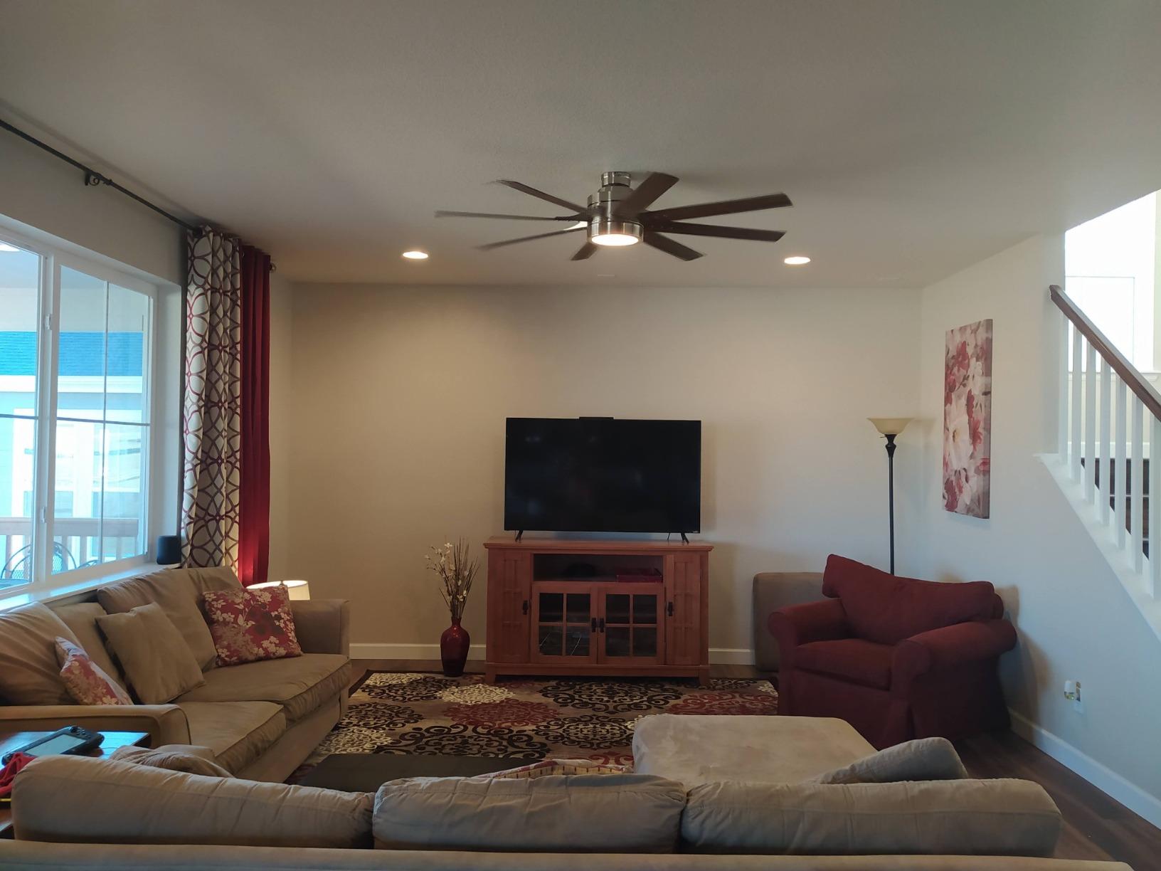 Ceiling Fans Xerxes Modern 62 Inch Ceiling Fan with Light, Remote Control Fan, LED Indoor Fan with 8 Blades, French Oak and Gray Oak Blade Finish Options, Brushed Nickel (50608-01) customer photo 1