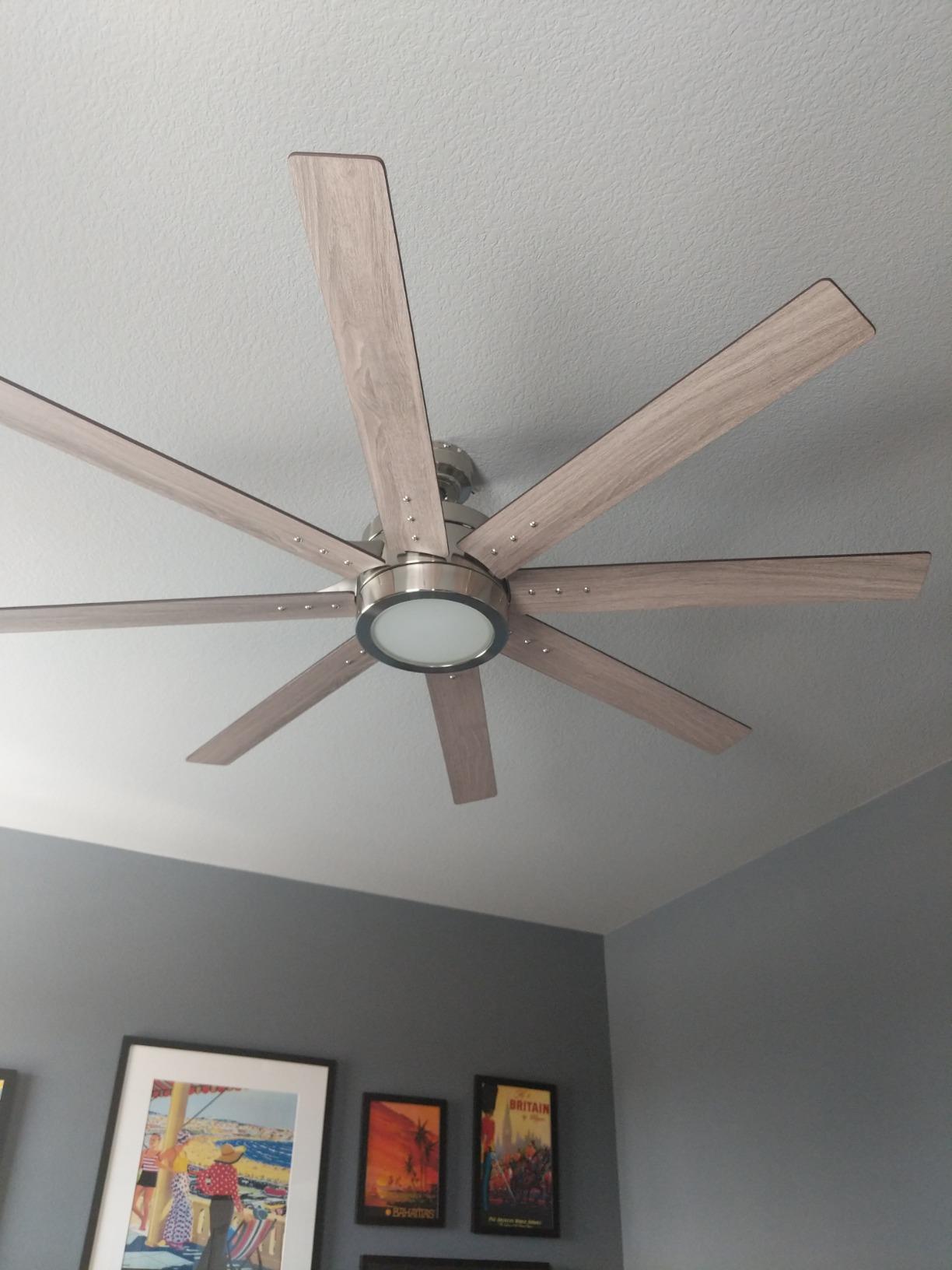 Ceiling Fans Xerxes Modern 62 Inch Ceiling Fan with Light, Remote Control Fan, LED Indoor Fan with 8 Blades, French Oak and Gray Oak Blade Finish Options, Brushed Nickel (50608-01) customer photo 2