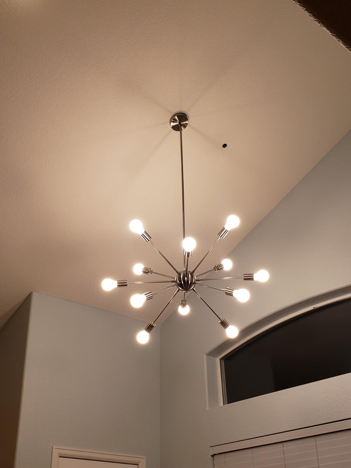 12-Light Gold Sputnik Chandelier, Mid Century Modern Ceiling Light Fixture | Gold Electroplated Finish, Pre-Wired Arms, Adjustable Rods, E26 Bulbs, Dimmable, Dining Room, Living Room, Entryway, Foyer customer photo 2