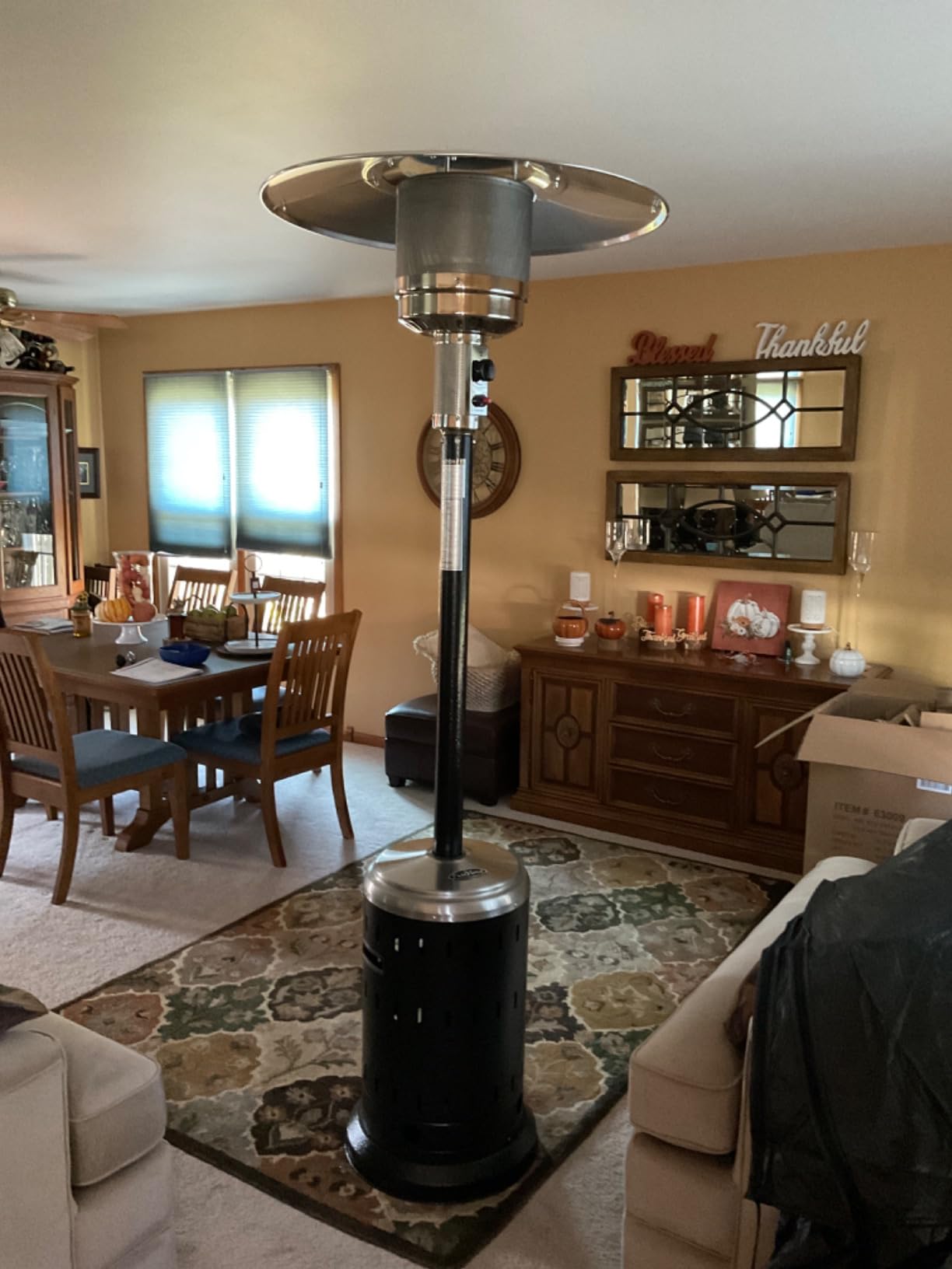 Fire Sense 62555 Patio Heater with Wheels, 46,000 BTU, Hammered Platinum | Electronic Ignition System, Portable Outdoor Propane Heater, All Seasons customer photo 1
