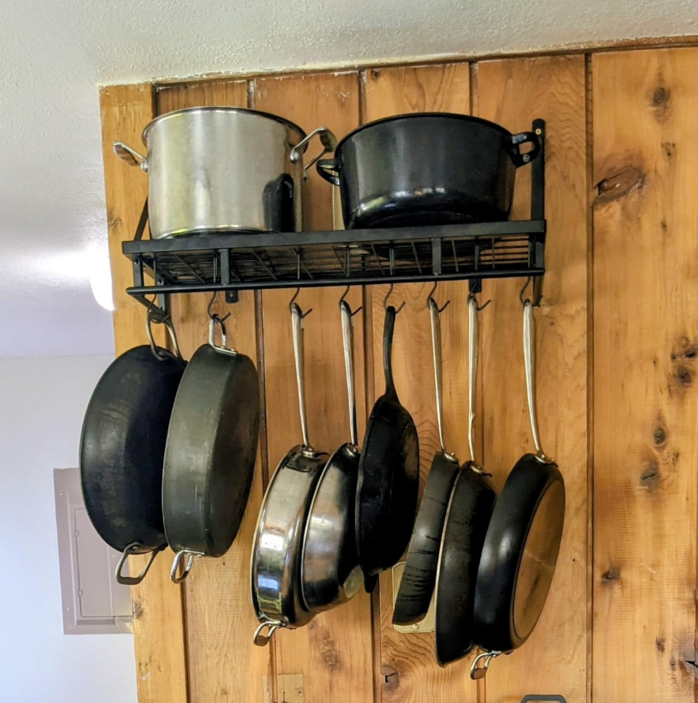 KES 30-Inch Kitchen Pan Pot Rack Wall Mounted, Hanging Storage Organizer | 88 Lbs Capacity, Wall Shelf with 12 Sturdy Hooks, 16-Inch Stud Mount, Matte Black, KUR215S75A-BK customer photo 2