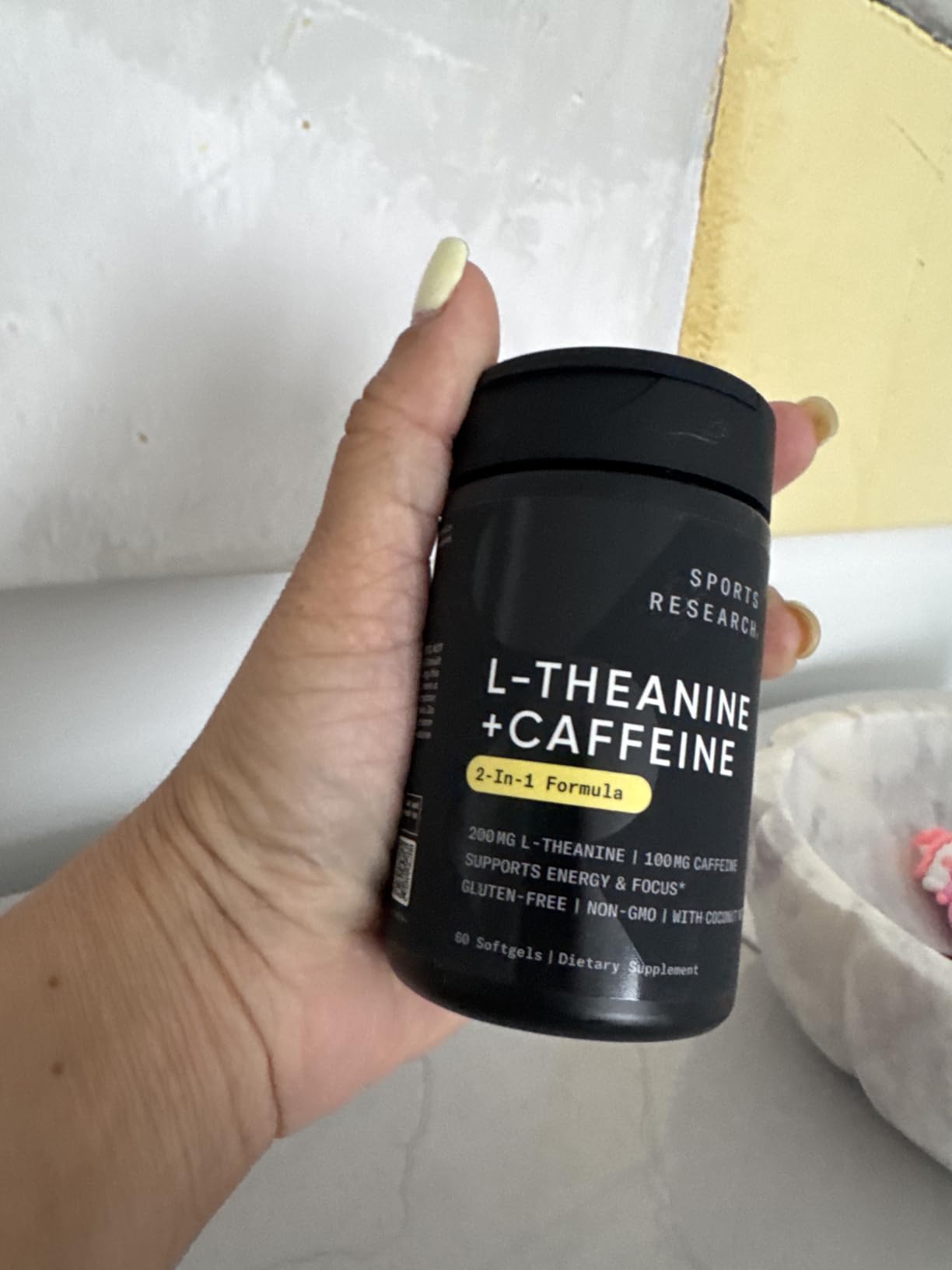 Sports Research L-Theanine + Caffeine Nootropic Supplement - 60 Softgels | Double Strength L-Theanine 200mg & Organic Caffeine 100mg w/Coconut MCT Oil for Focused Energy - 60 Servings customer photo 1