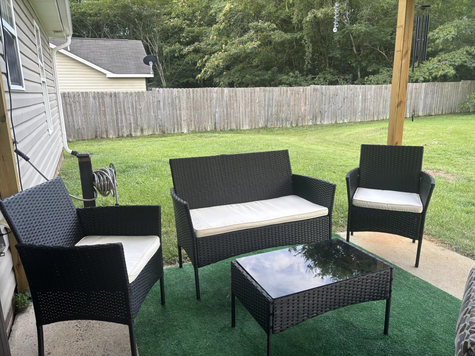 FDW | 4-Piece Patio Furniture Set | Black | Outdoor Wicker Furniture with Coffee Table | Modern Rattan Chairs Conversation Set | Outdoor Seating | Weather-Resistant | for Porch, Garden, Lawn customer photo 1