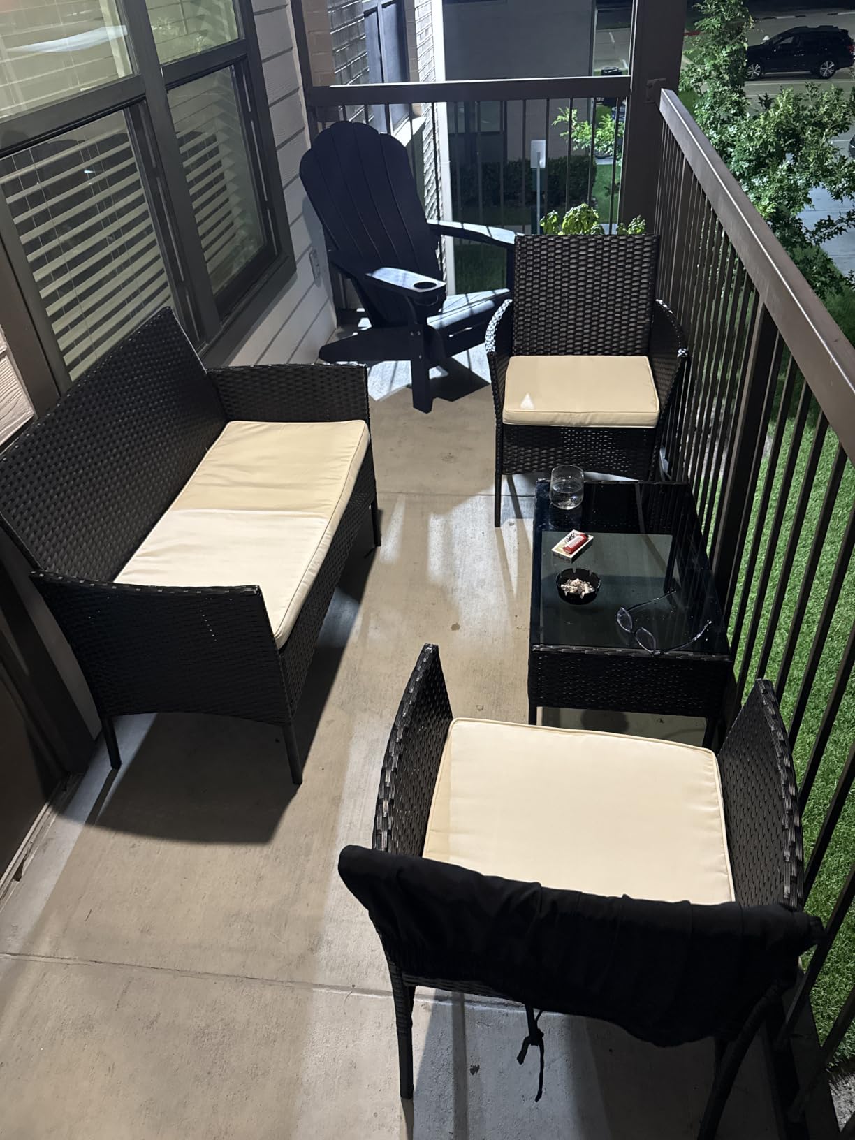 FDW | 4-Piece Patio Furniture Set | Black | Outdoor Wicker Furniture with Coffee Table | Modern Rattan Chairs Conversation Set | Outdoor Seating | Weather-Resistant | for Porch, Garden, Lawn customer photo 2