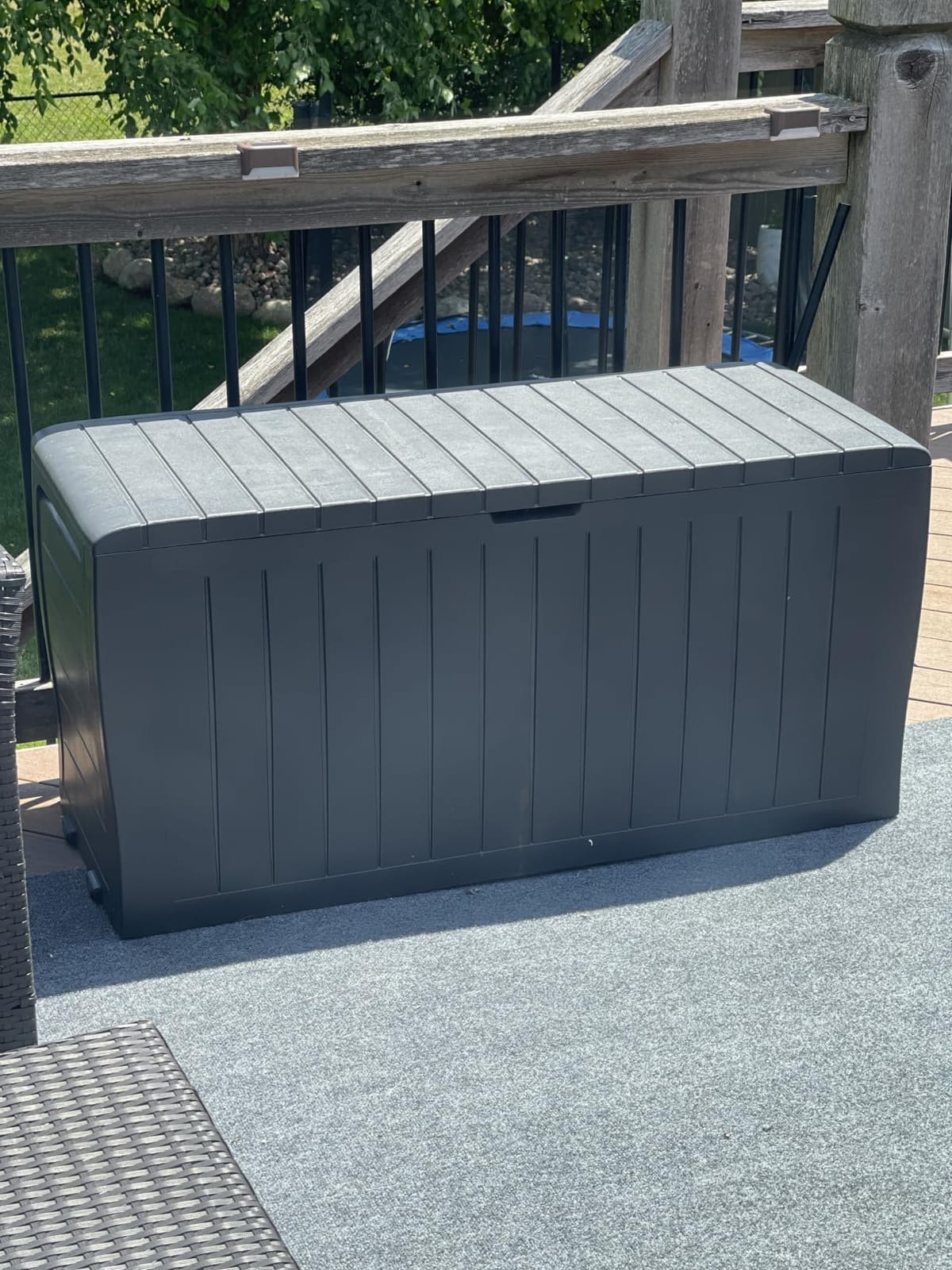 Keter Marvel Plus 71 Gallon Resin Deck Box-Organization and Storage for Patio Storage Box Outdoor Cushions, Throw Pillows, Garden Tools and Pool Accessories, Dark Grey | Grey, Resin, Compact, Weatherproof, Lockable, Durable, Easy Assembly, Organization, Patio Cushions Storage customer photo 2