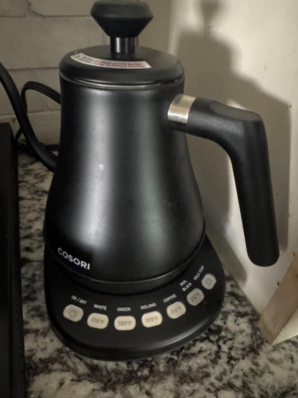 Cosori Gooseneck Electric Kettle with Temperature Control, 0.8L, No Plastic Contact with Water, 5 Presets, 60-Min Keep Warm, Pour Over Coffee & Tea, Stainless Steel Interior, 1200W customer photo 2