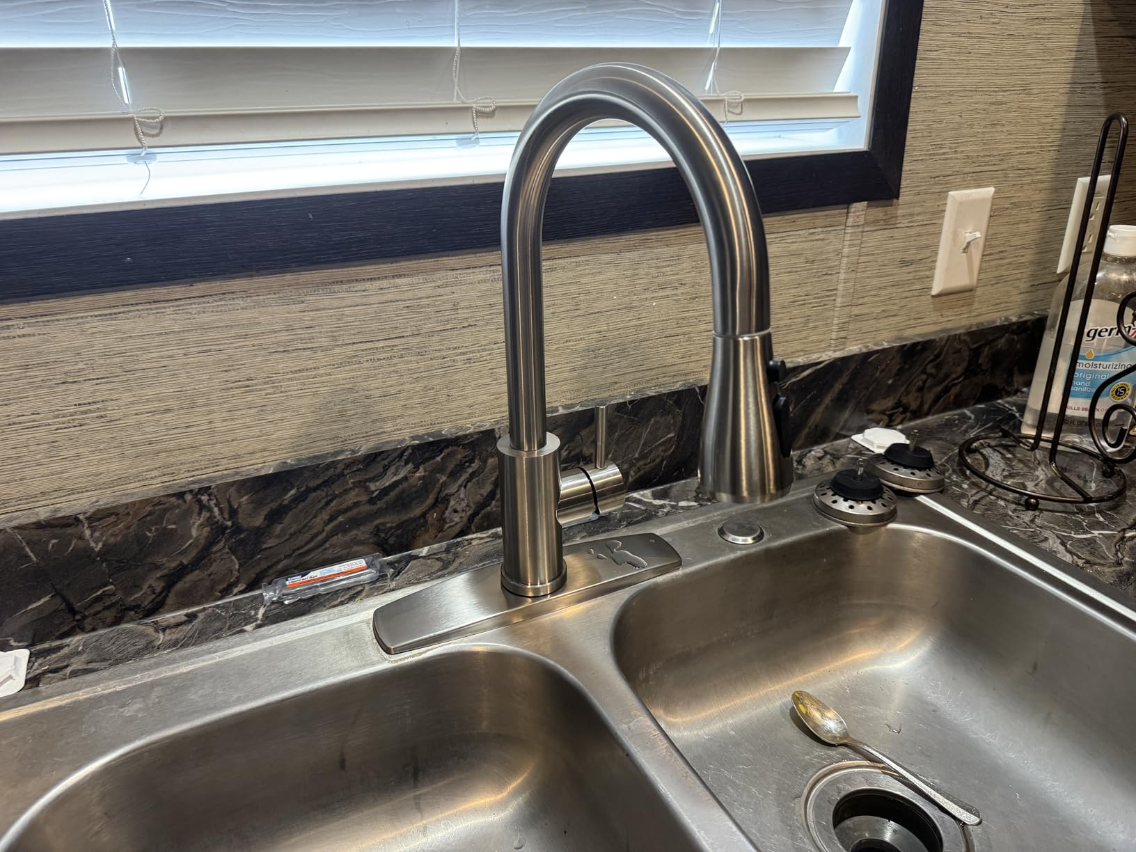 FORIOUS Kitchen Faucets Pull Down Sprayer, Stainless Steel, Brushed Nickel | Classic High Arc, Single Handle Kitchen Sink Faucet, Deck Plate for 1 or 3 Hole, Suitable for Farmhouse Camper Laundry Rv Bar customer photo 1