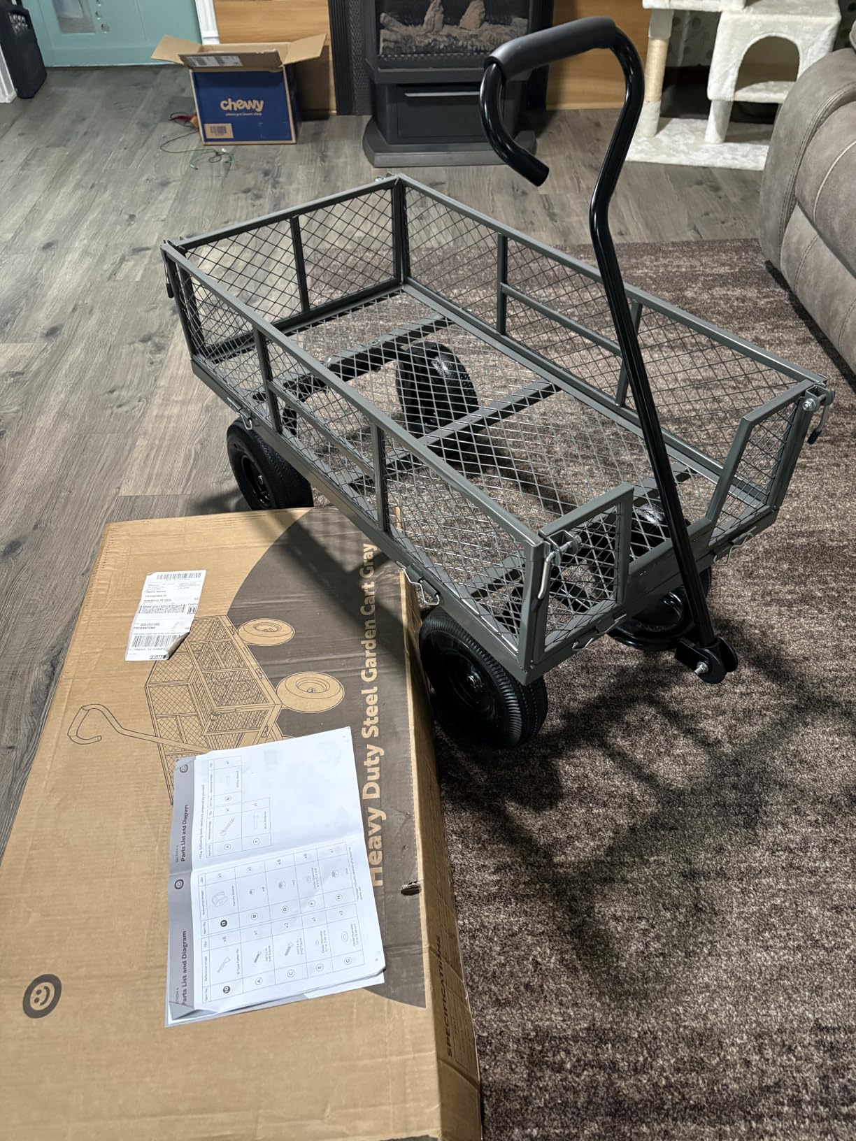 VIVOHOME Heavy Duty 880 Lbs 4.5 Cu Ft Mesh Steel Garden Cart Utility Wagon with Removable Sides customer photo 1