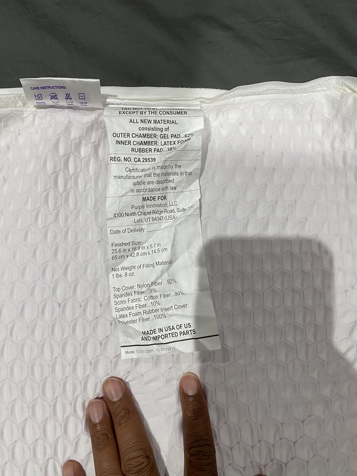 Purple Harmony Pillow - Medium Loft, Standard Size, Cooling Gel Neck Pillow | Side Sleeper Pillow, Weightless Medium Feel, GelFlex Grid and Talalay Latex Foam for Pressure-Relieving Support customer photo 1