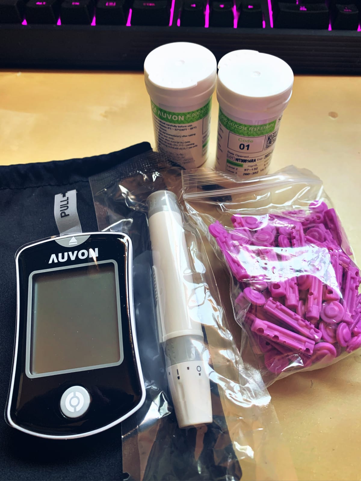 AUVON Blood Glucose Monitor Kit for Accurate Test, 100 Strips, No Coding | Diabetes Testing Kit with 100 30G Lancets, 1 Lancing Device customer photo 2