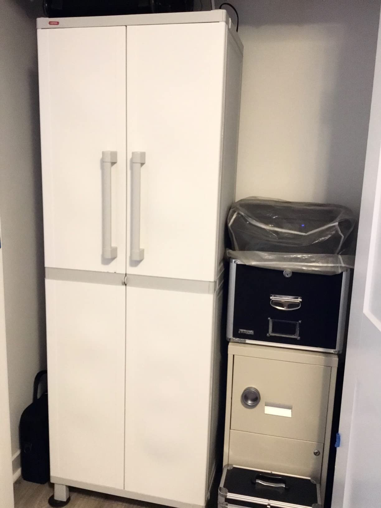 Keter Storage Cabinet with Doors and Shelves for Laundry Room, Garage, Bathroom Accessories, Closet and Home Organization, White & Grey customer photo 1
