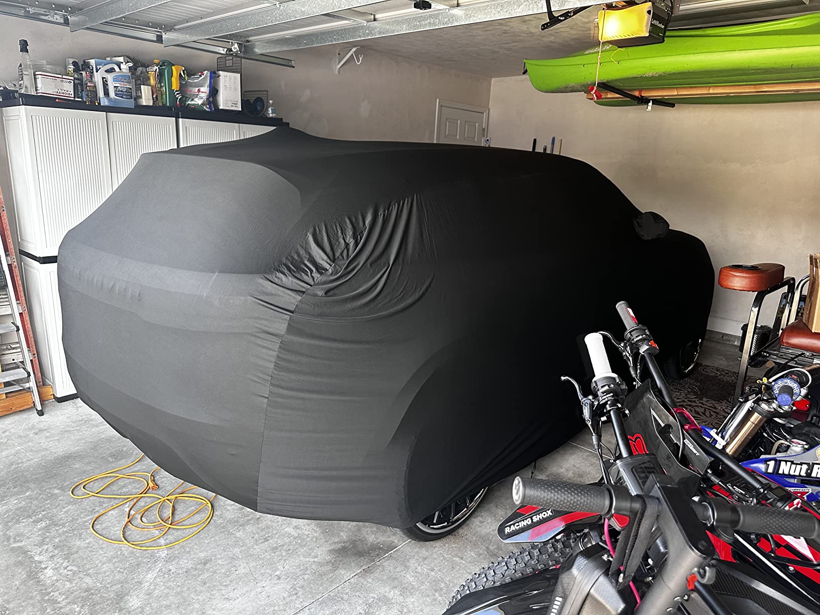 WinPower Indoor Sports Car Cover Stretch Dustproof Protection Full Car Cover for Underground Garage, Car Show, Black customer photo 1