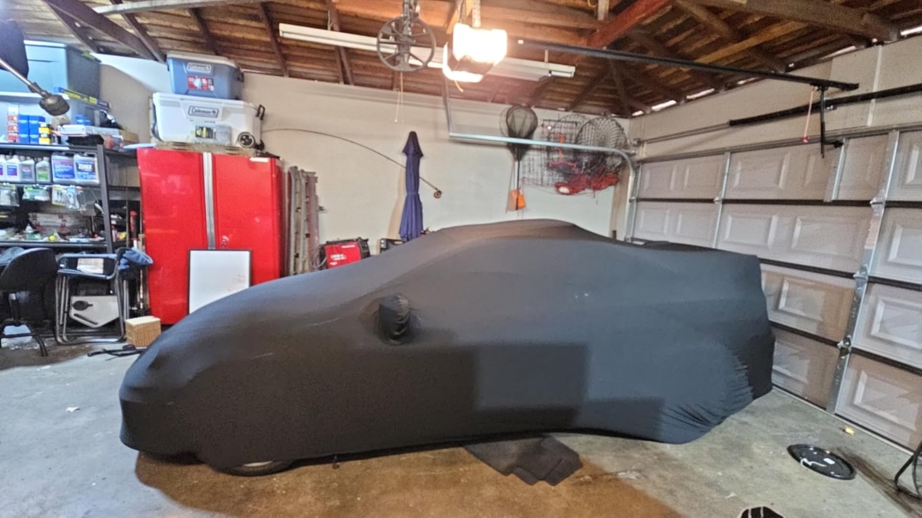 WinPower Indoor Sports Car Cover Stretch Dustproof Protection Full Car Cover for Underground Garage, Car Show, Black customer photo 2