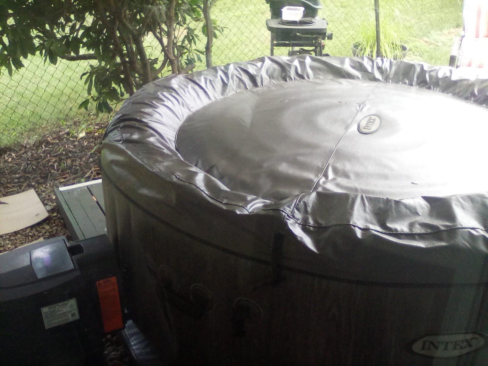 Intex Greywood Deluxe 4 Person Outdoor Portable Inflatable Hot Tub Spa with Multi-Color LED Light, Foam Headrests, and 140 Soothing Bubble Jets, Gray customer photo 2