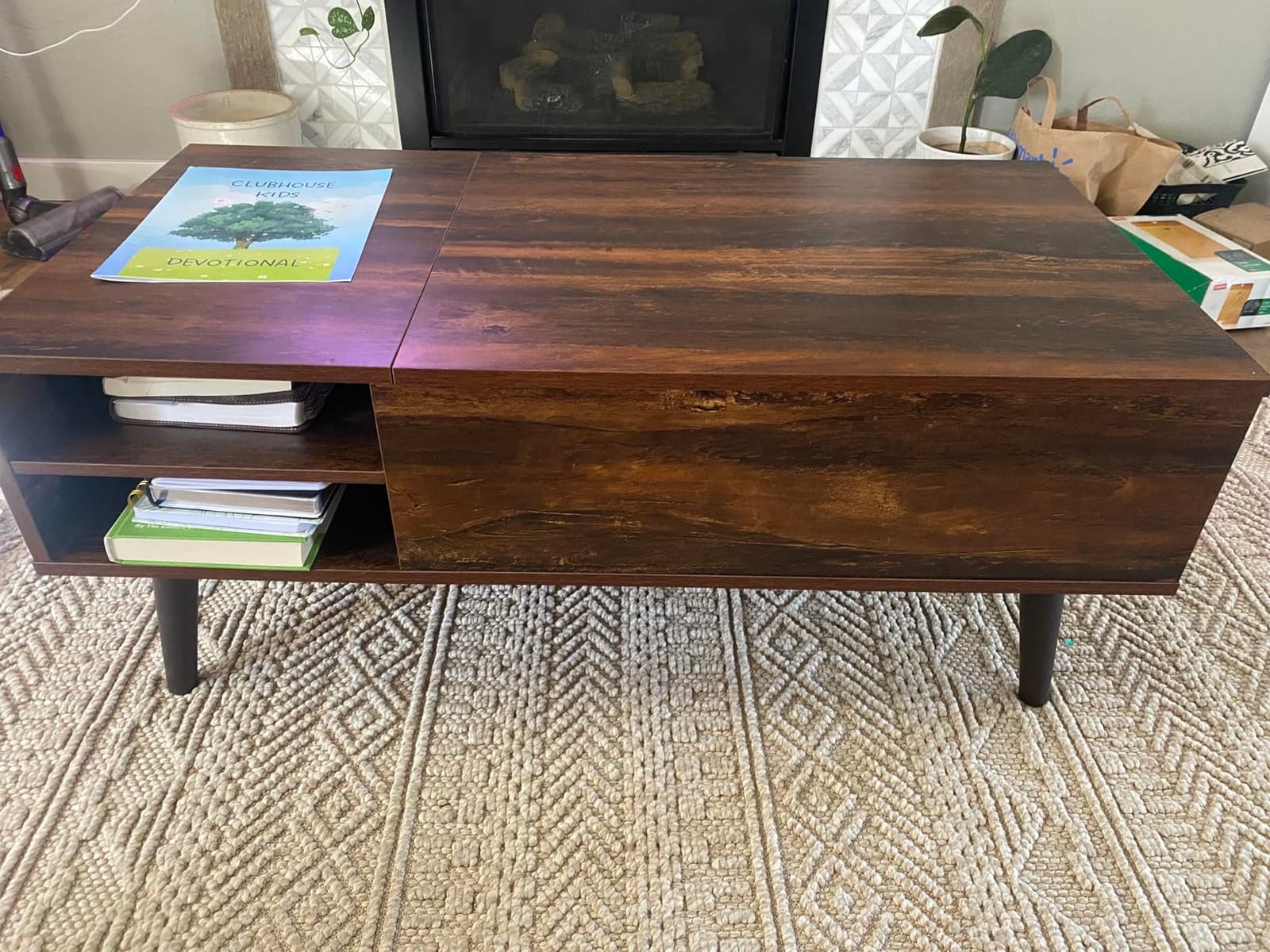 WLIVE Lift Top Coffee Table with Hidden Storage, Adjustable Shelf, Brown | Mid Century Modern Wooden Coffee Table, for Dining/Living Rooms/Offices; 39.4