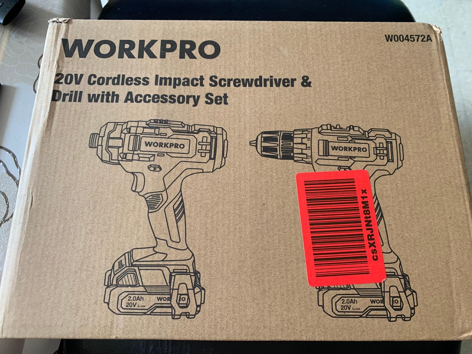 WORKPRO 20V Cordless Drill Combo Kit with Drill Driver & Impact Driver, 2x 2.0Ah Batteries and 1 Hour Fast Charger Included customer photo 1