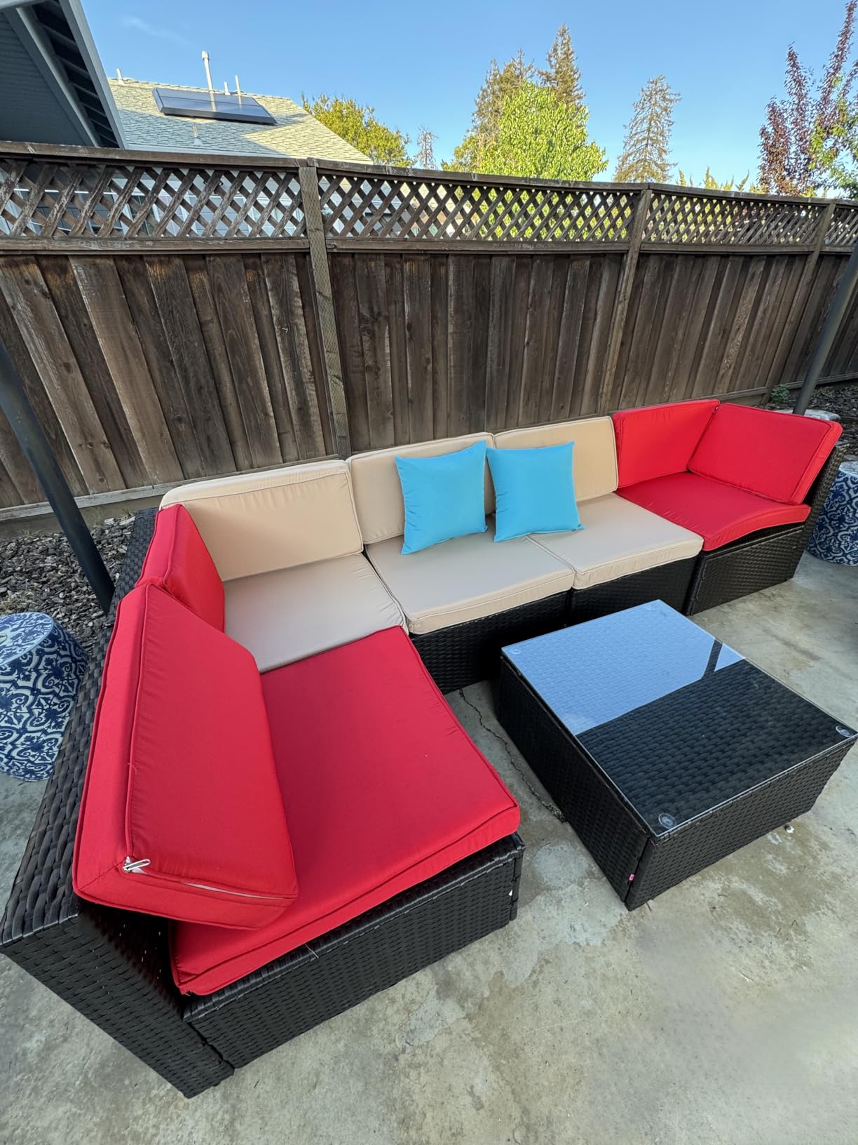 Vongrasig 6 Pieces Patio Furniture Set, Outdoor Sectional Patio Sofa Couch, PE Wicker Rattan All-weather Patio Set with Coffee Table for Garden, Backyard, Poolside, Beige customer photo 2