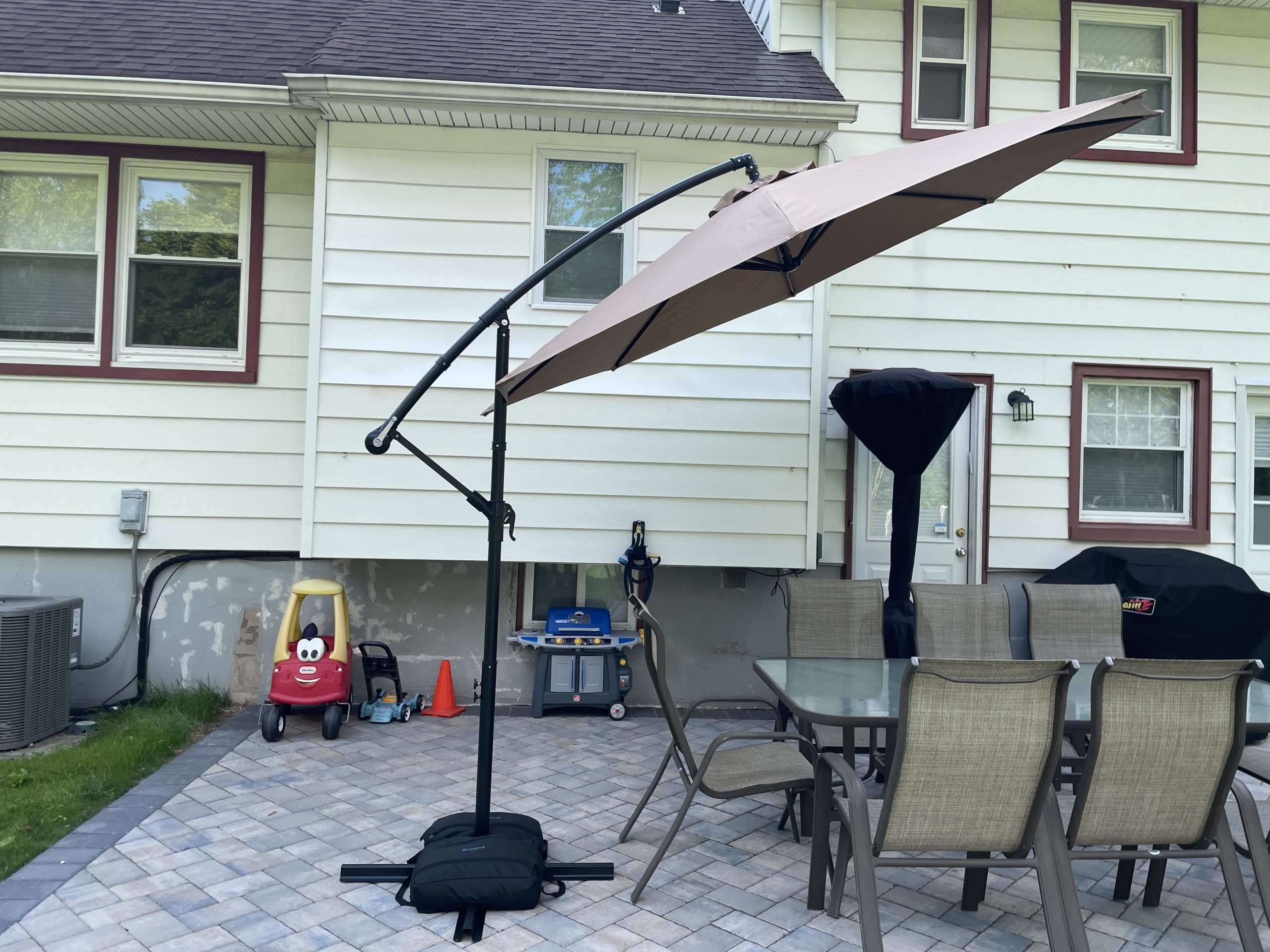 Best Choice Products 10ft Offset Cantilever Hanging Market Patio Umbrella, 8 Sturdy Ribs, Easy Adjustment - Sky Blue customer photo 1