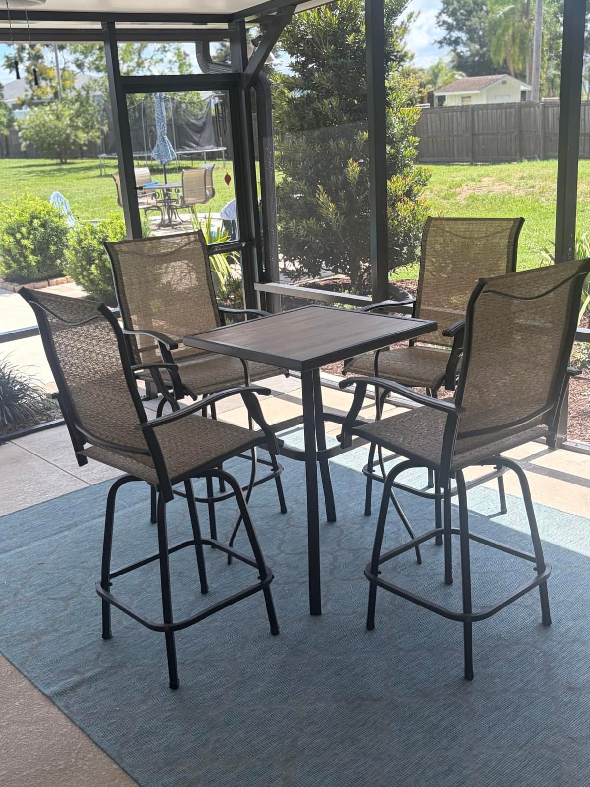 PHI VILLA Bar Height Patio Table and Chairs Set for 2 | Outdoor Furniture High Top, 3 PCS Bistro Set with Swivel Barstools and Tall Table for Garden Porch Backyard customer photo 2