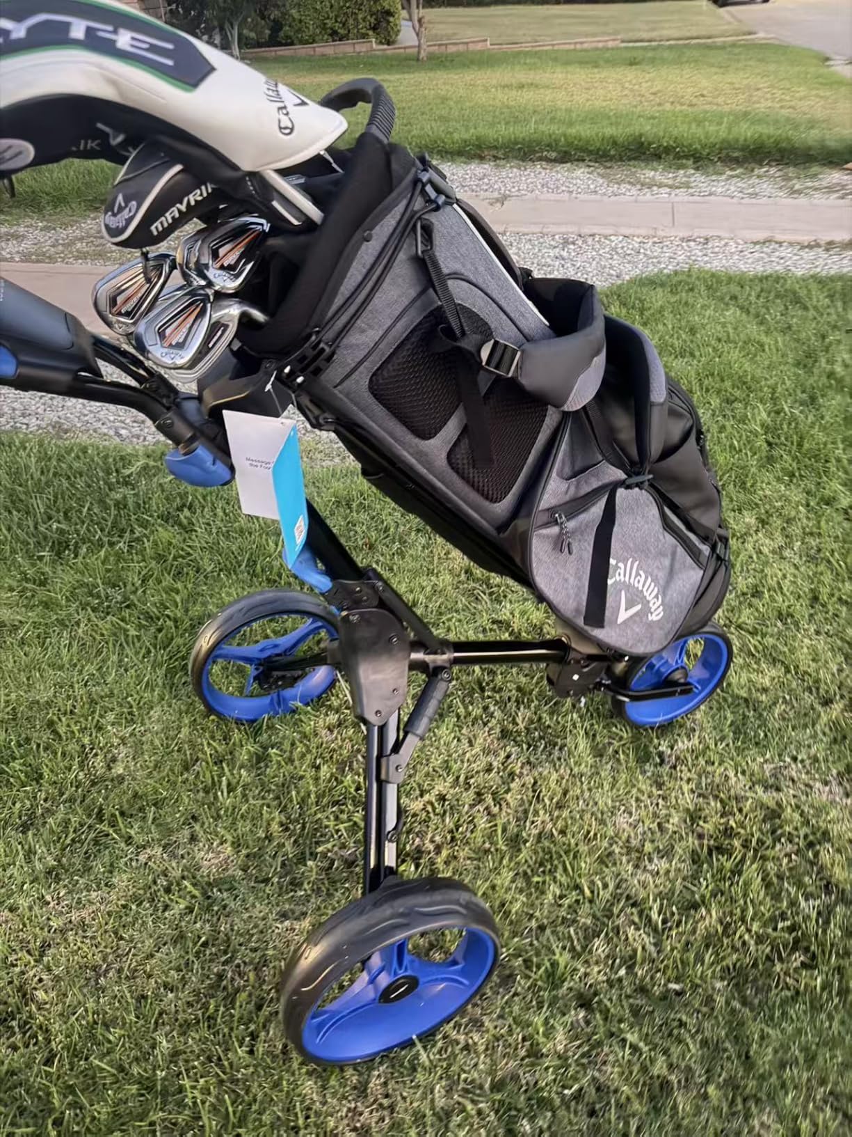SereneLife 3-Wheel Golf Push Cart - Foldable, Adjustable Handle, Brake | Deluxe Golf Cart With Scorecard, Cup, Cooler & Umbrella Holders, Aluminum Frame And EZ-Fold Design customer photo 1