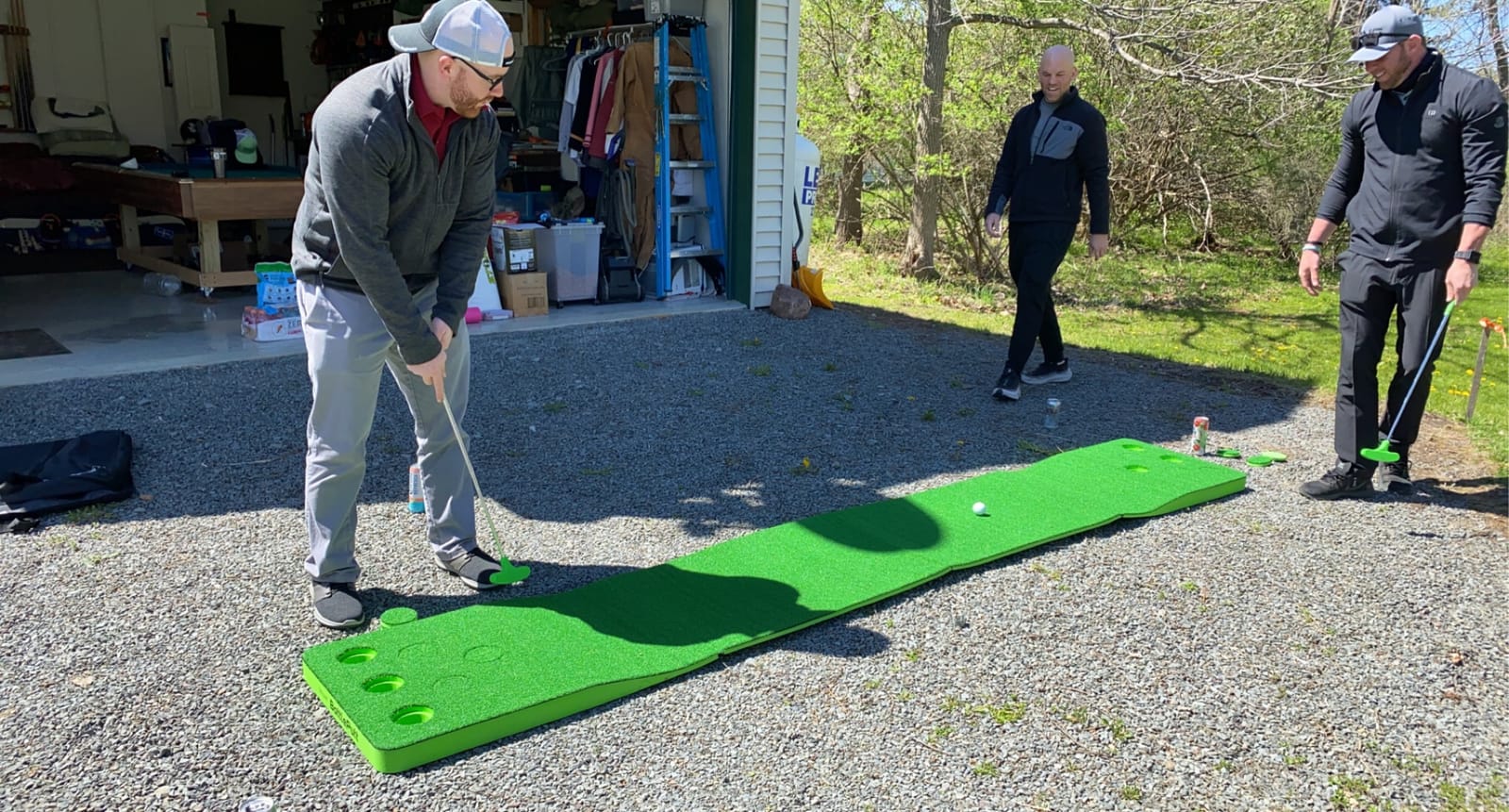 GoSports BattlePutt Golf Putting Game Set - 11 ft Backyard Putting Green Pong Style Golf Mat with 2 Putters, 2 Balls and 12 Hole Covers - Great Golfer Gift customer photo 2