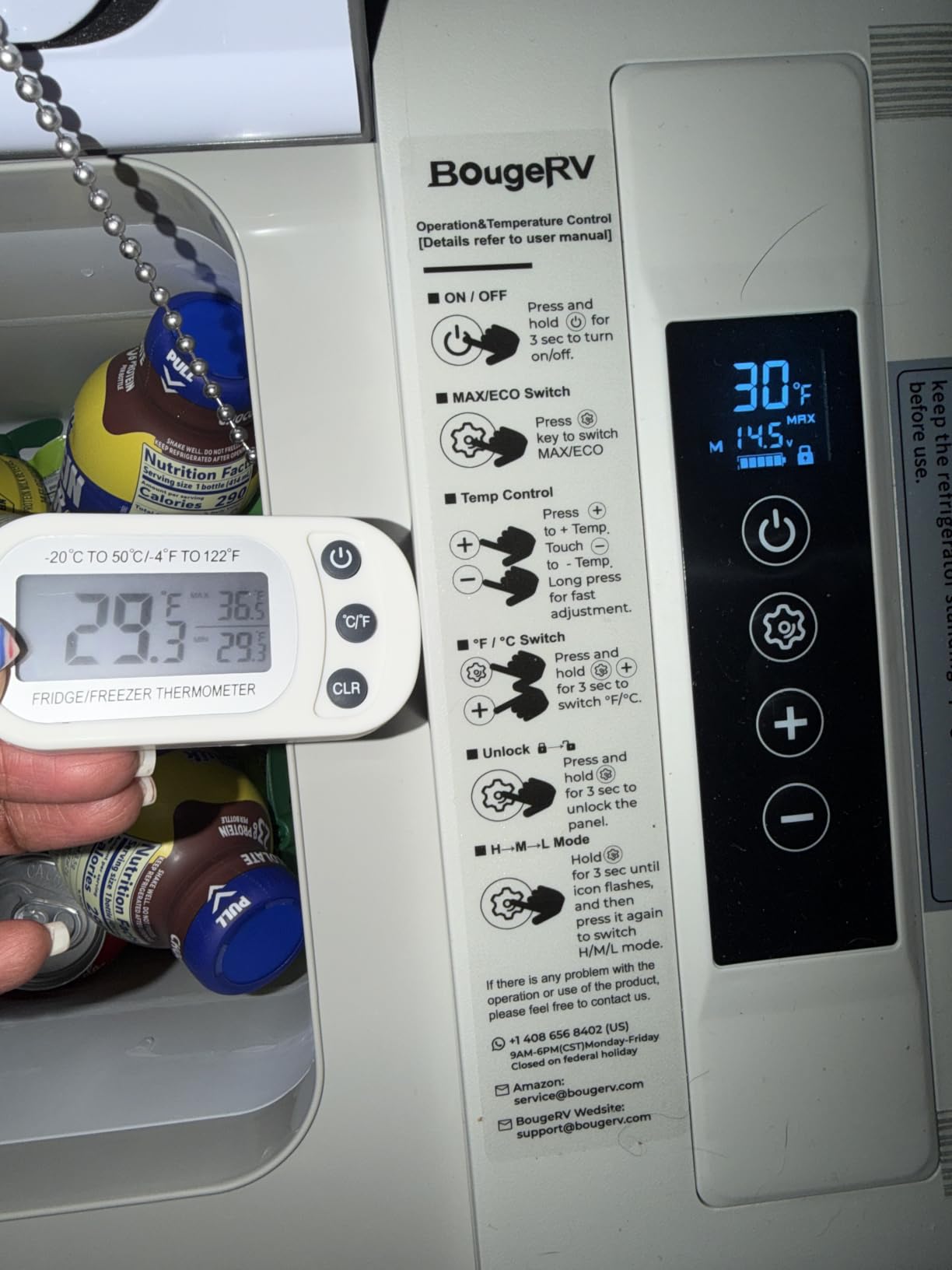 BougeRV 12 Volt Refrigerator 12V Car Fridge 23 Quart Portable Freezer Compressor Cooler 12/24V DC 110~240 Volt AC for Truck Van RV Camper SUV Travel Camping Road Trips Tailgating -7℉~50℉ customer photo 2