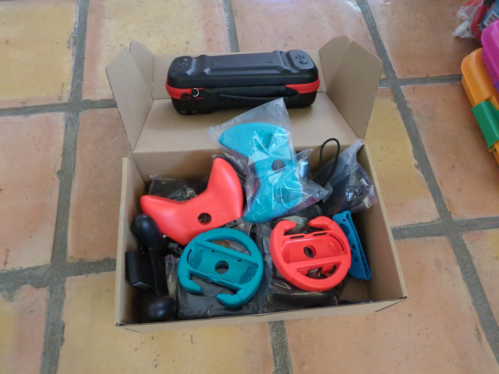 Switch Accessories - Family Bundle Accessories for Nintendo Switch | Carry Case & Screen Protector, 4 Pack Joy Con Grips and Steering Wheels, Case Cover, Stand Mount, Joy Con Charger and More customer photo 1