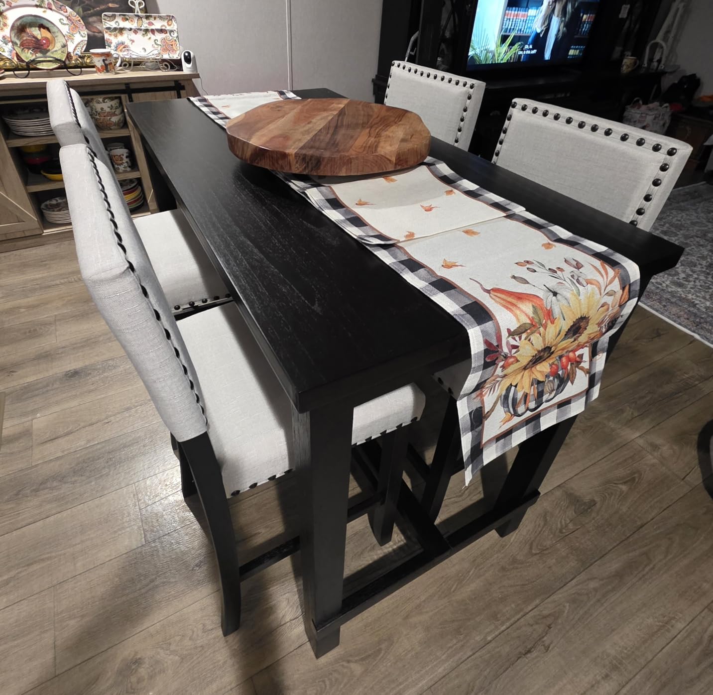 Merax 5 Piece Dining Table Set for 4, Counter Height Kitchen Table Set with One Rectangle Table and 4 Cushioned Chairs for 4 Persons Dining Room Table Set for Small Place customer photo 1