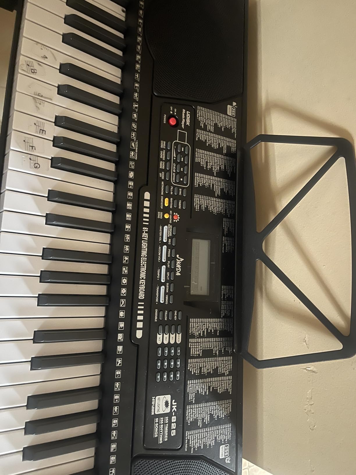 61 Key Portable Electronic Keyboard Piano w/Lighted Full Size Keys, LCD, Headphones, X-Stand, Stool, Music Rest, Microphone, Note Stickers, Built-In Speakers,3 Teaching Modes customer photo 2