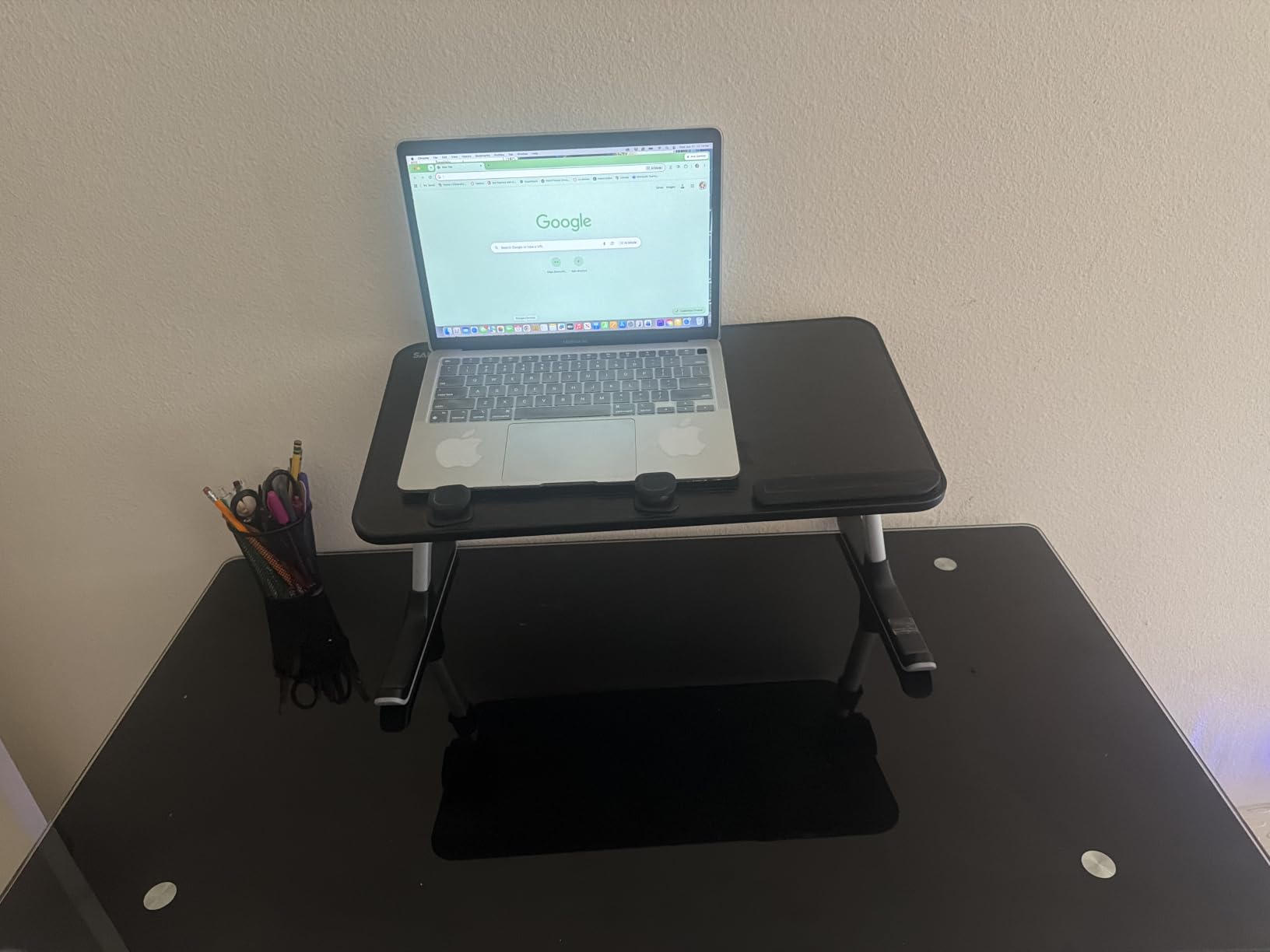 SAIJI Height & Angle Adjustable Lap Desk Laptop Stand for Bed | LightWeight Foldable Portable Laptop Table for Couch Sofa Chair Floor customer photo 1