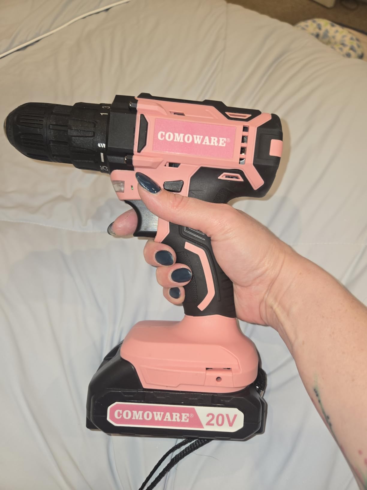 COMOWARE Cordless Drill, Electric Power Drill & Bits Set with Battery & Charger, 3/8