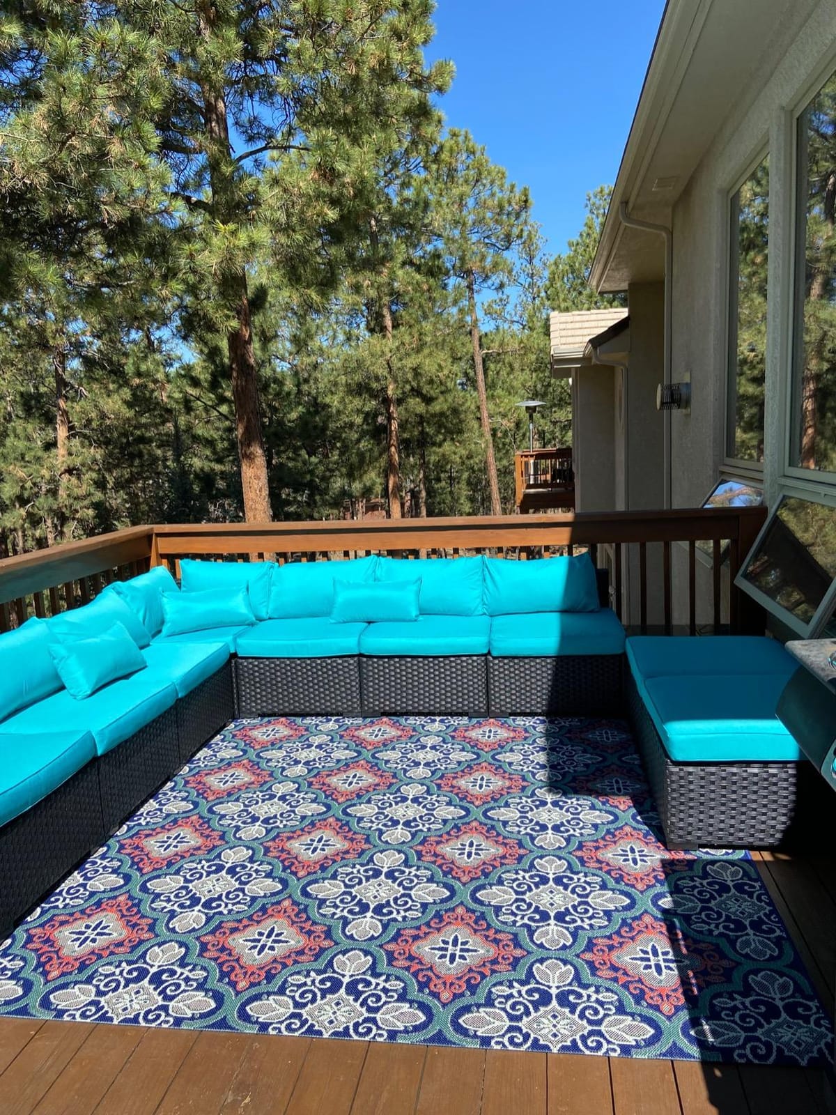 Rattaner 10 Pieces Outdoor Sectional All-Weather Wicker Patio Furniture Set Patio Sectional and Steel Fire Table and Glass Patio Table Non-Slip Cushions and Waterproof Covers, Khaki customer photo 1