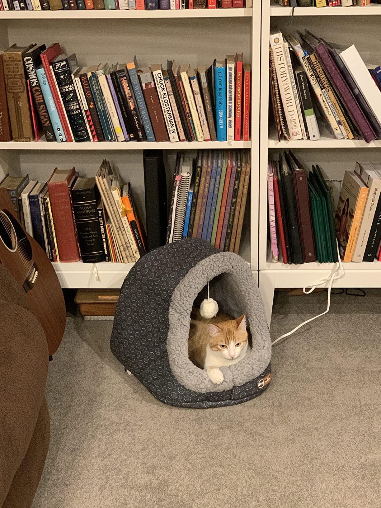 K&H Pet Products Thermo-Pet Cave Heated Cat Bed for Large Cats, Indoor Heated Warming Bed for Dogs & Cats, Covered Cave Pet Tent, Collapsible, Machine Washable, Safety Listed - 17 X 15 X 13in Navy customer photo 2