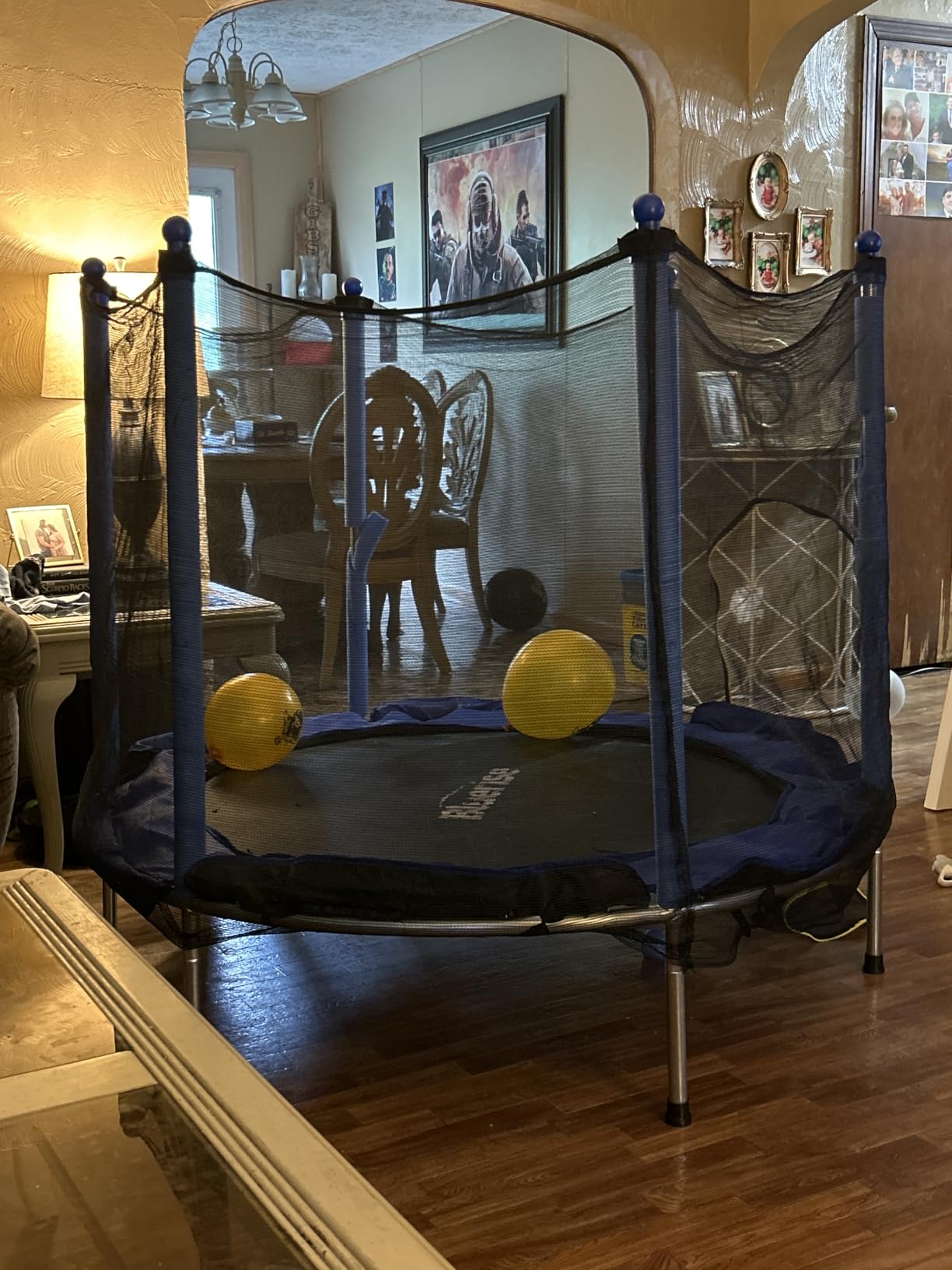 BLUERISE 55IN 6FT Indoor&Outdoor with Enclosure Trampoline for Kids Gift | Indoor&Outdoor Trampoline for kids, With Enclosure, Basketball Hoop, Swing, Adjustable Gym Bar, No-Gap Design customer photo 1