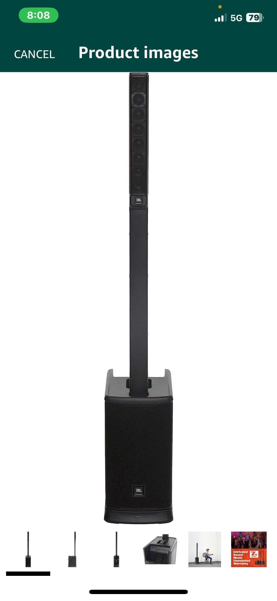 JBL Professional EON ONE Mk2 Active Battery-Powered Column Line Array Speaker, 1500W Peak, 10