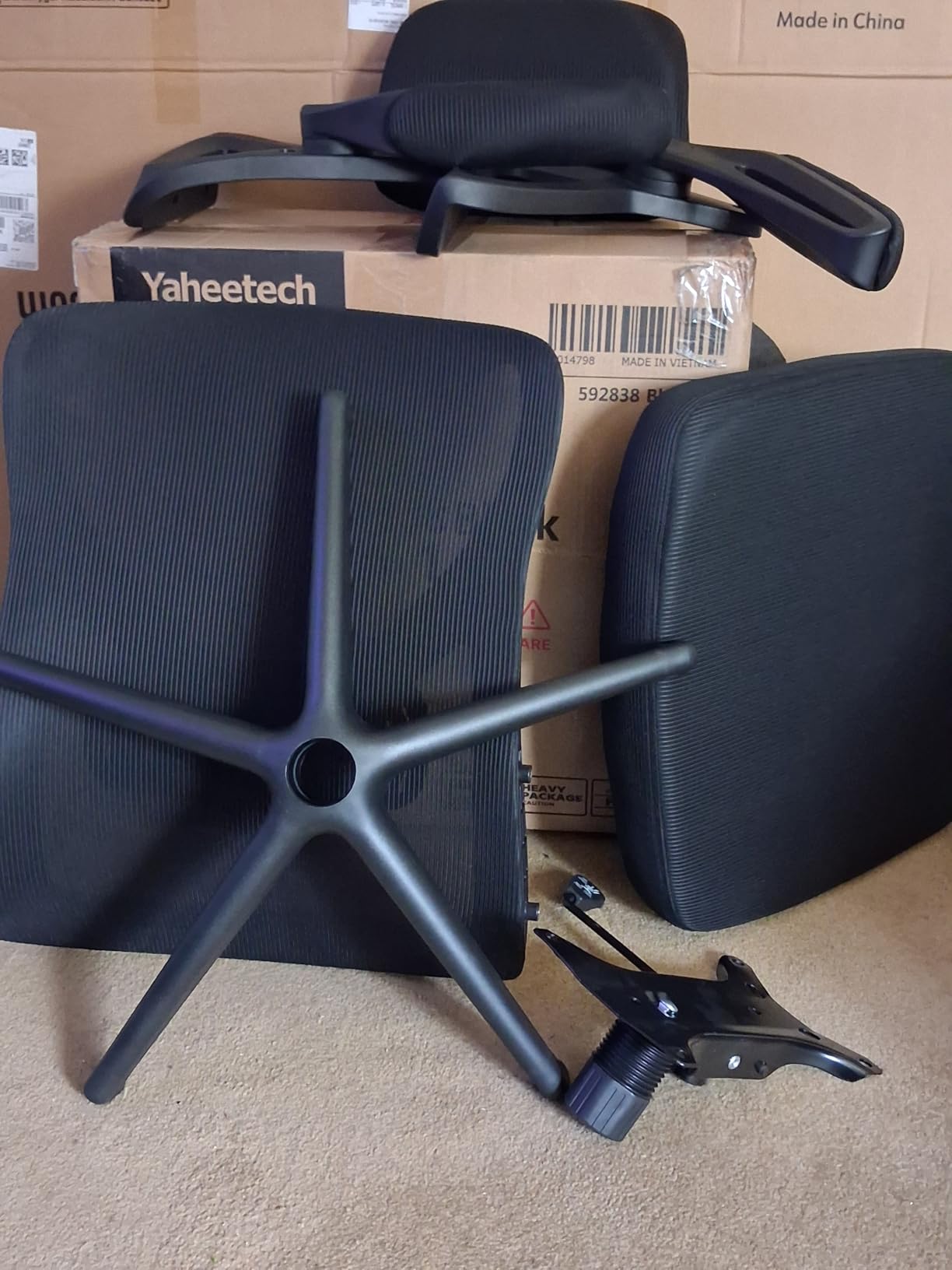 Yaheetech Ergonomic Office Chair with Headrest, Lumbar Support, Black | Breathable mesh high-back adjustable headrest, padded seat, and flip-up armrests supports your back and neck, holds 300lb customer photo 1