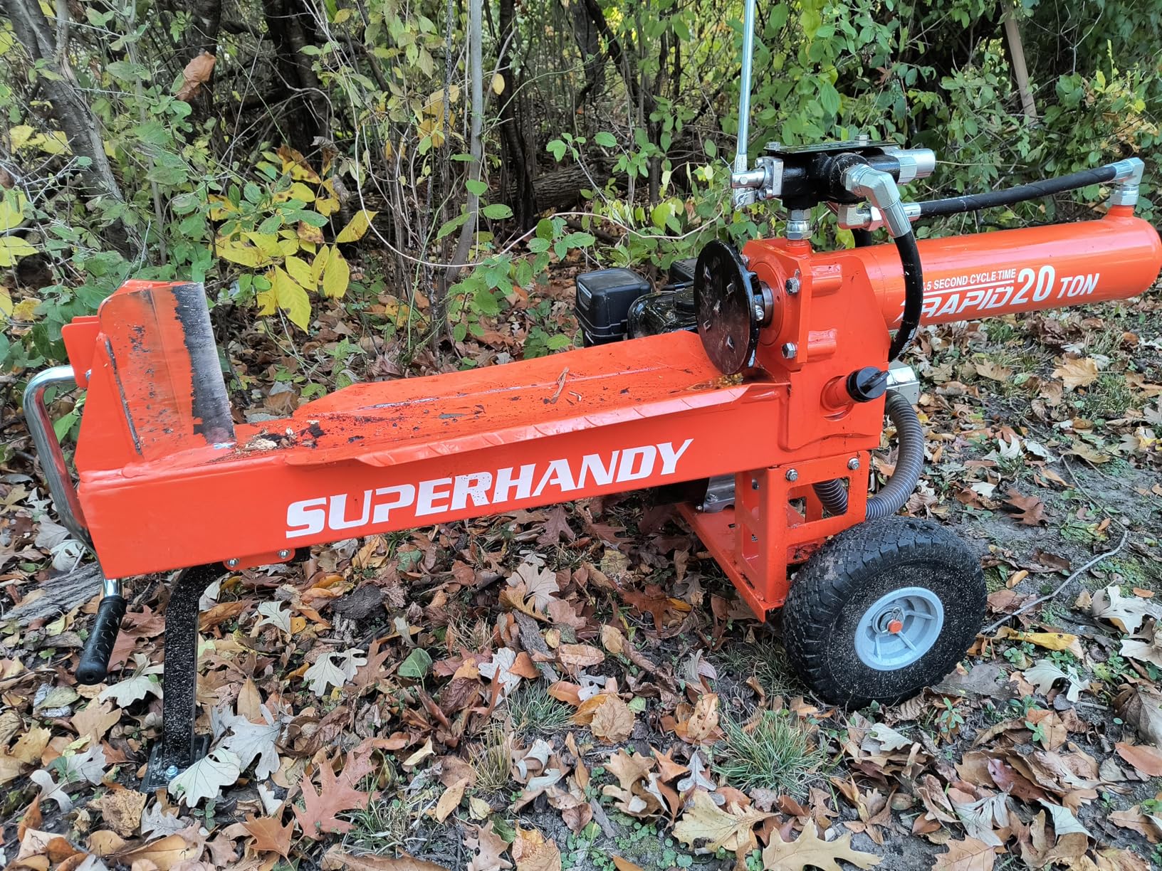SuperHandy Log Splitter Portable 20 Ton Rapid Auto Return Ram System Bucher Gear Pump 7HP Engine Horizontal Full Beam Steel Wedge Firewood Splitting Forestry Harvesting customer photo 2