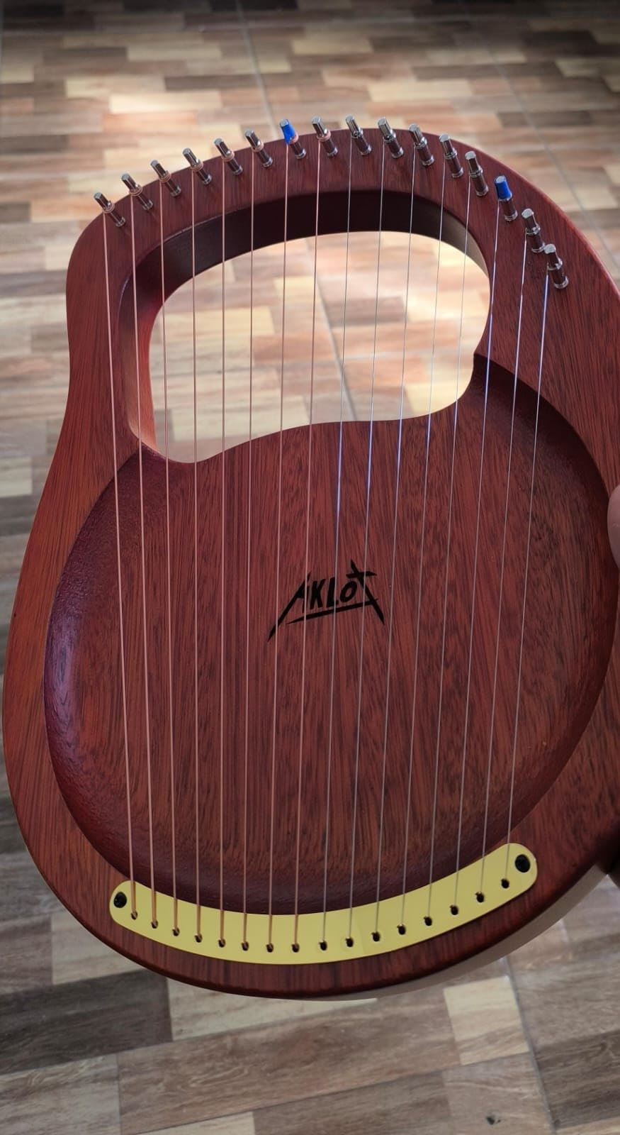 Harp, AKLOT 15 Strings Mahogany Harp 22 Inch Height for Adult Professional Beginner with Tuning Wrench,Black Gig Bag,Strap (NO Spare String, International Standard Strings) customer photo 2