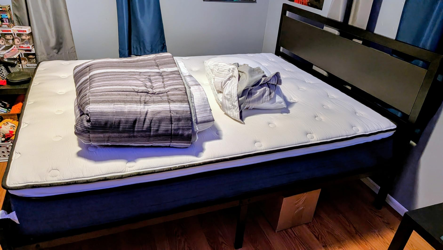 SHA CERLIN Heavy Duty Queen Size Bed Frame with Modern Headboard, Black | Platform Metal Base with Square Footboard and 13 Strong Slats Support, No Box Spring Needed customer photo 2