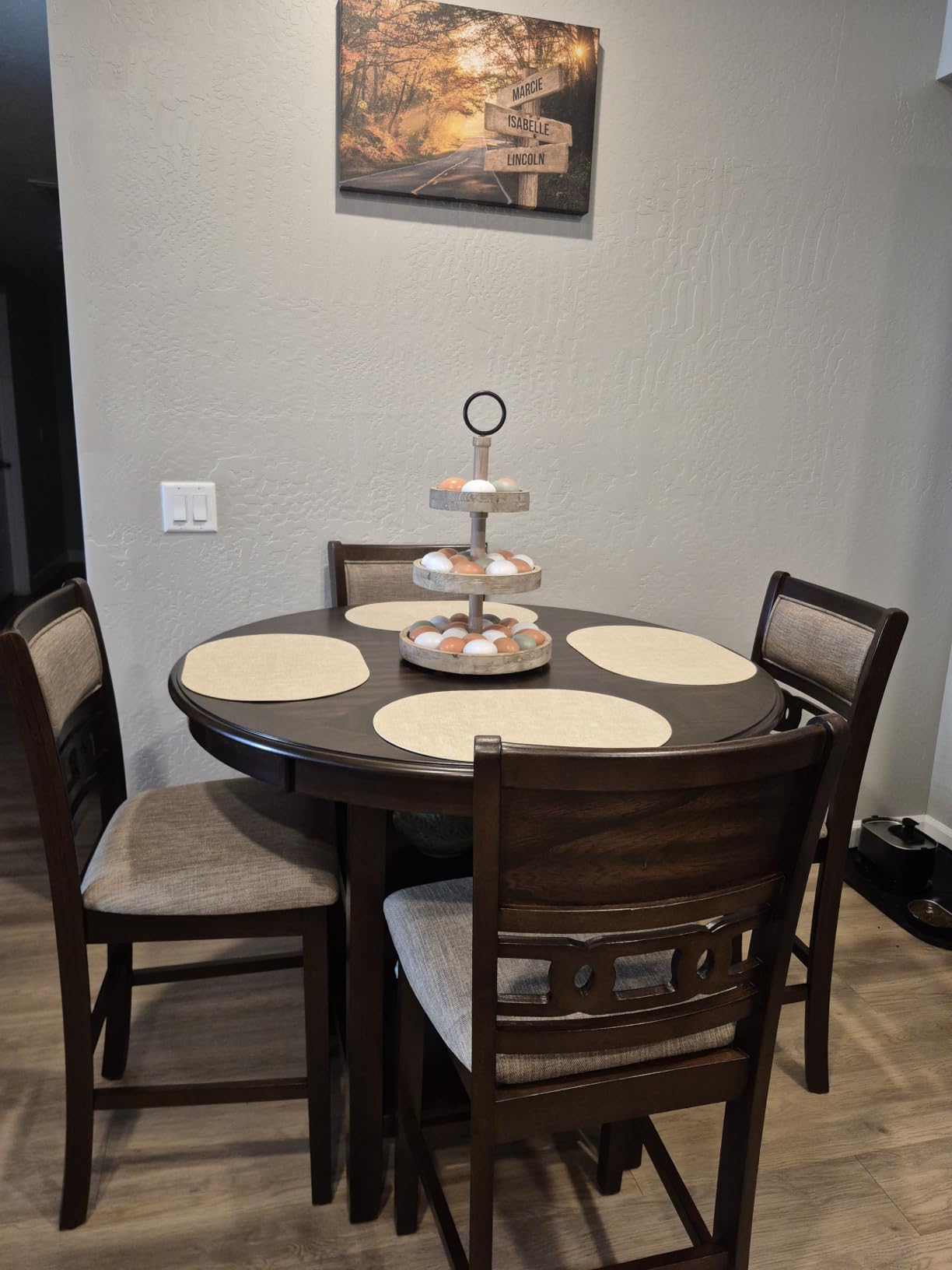 New Classic Furniture Gia 5-Piece Round Counter Height Set with 1 Dining Table and 4 Chairs, 42-inch, Gray customer photo 2