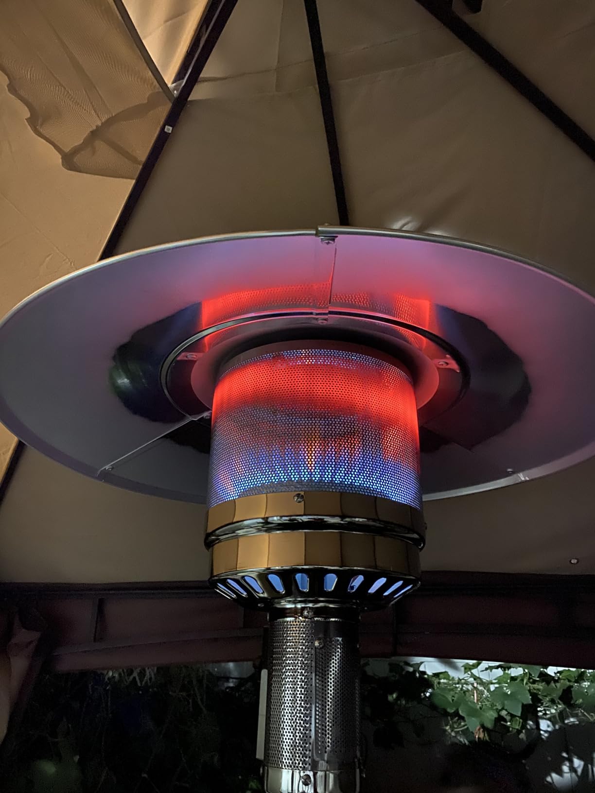 COSTWAY Patio Heater, 50,000 BTU Propane Heater with Drink Shelf Tabletop, Wheels, Simple Ignition System and Base Reservoir, Standing Outdoor Space Heater for Home Residential Commercial (Silver) customer photo 1