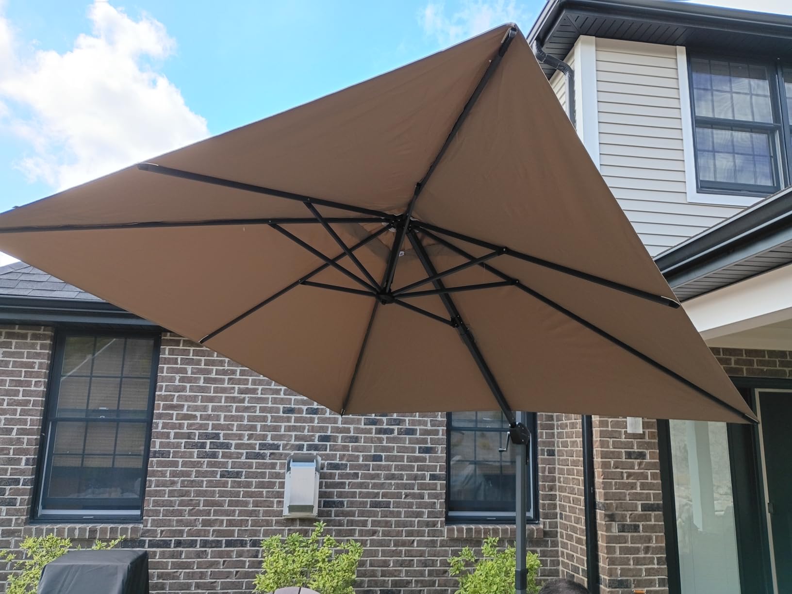 PURPLE LEAF Patio Umbrella with Base 10 Feet Outdoor Cantilever Square Umbrella customer photo 2