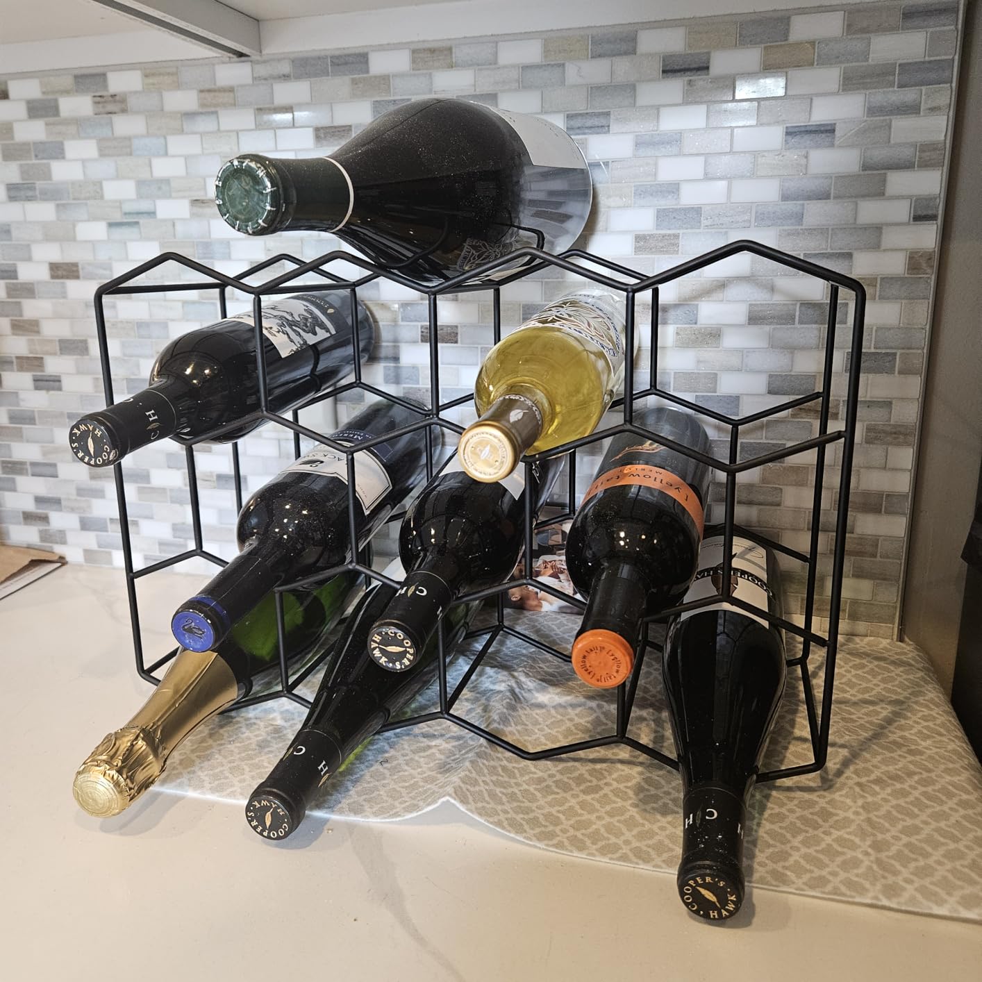 Gusto Nostro Countertop Wine Rack - 14 Bottle Freestanding Modern Black Metal Small - 3 Tier Tabletop Wine Holder Stand for Cabinet, Pantry customer photo 2