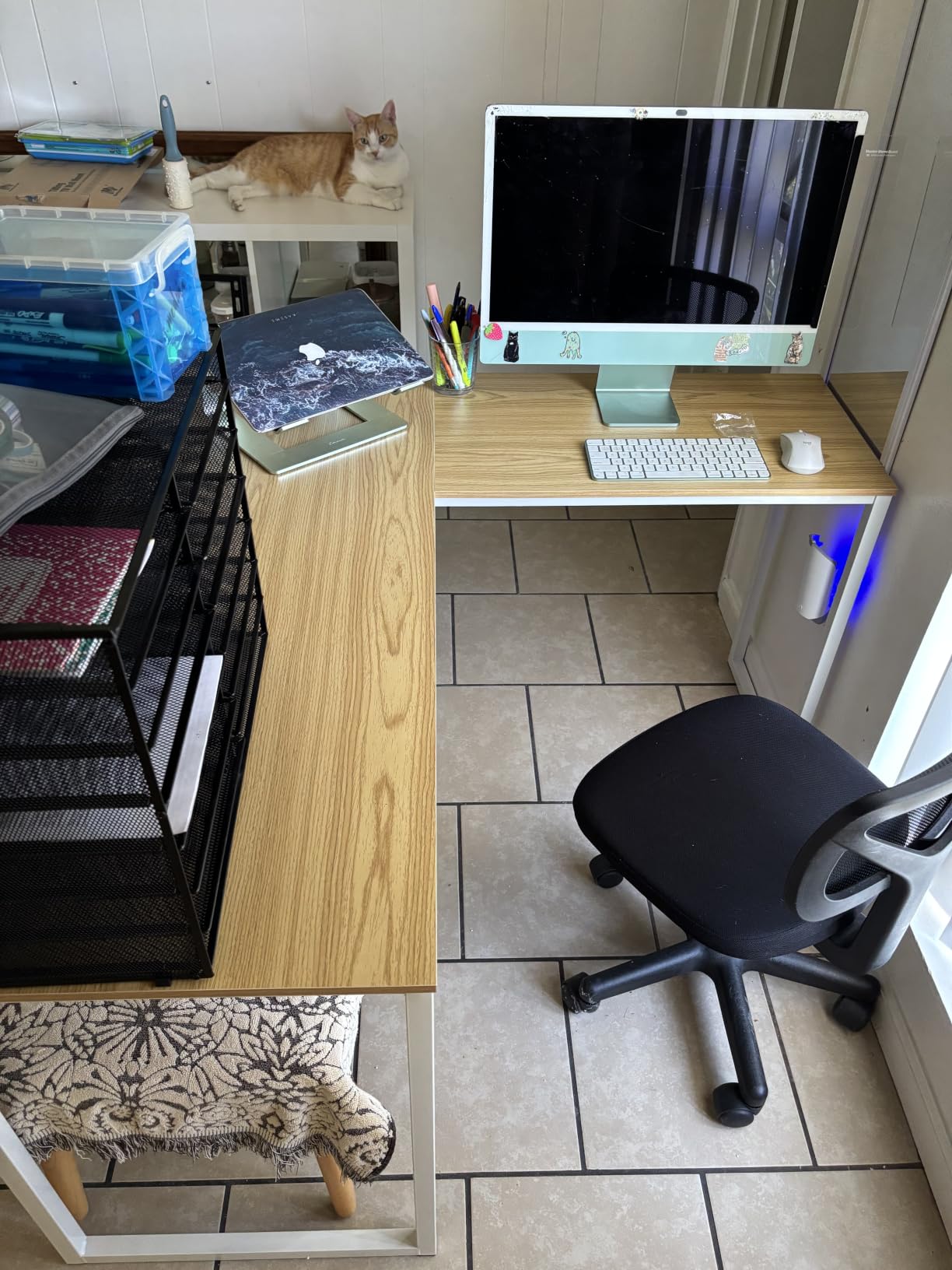 SHW Mission 48-Inch Home Office Computer Desk, Walnut customer photo 2