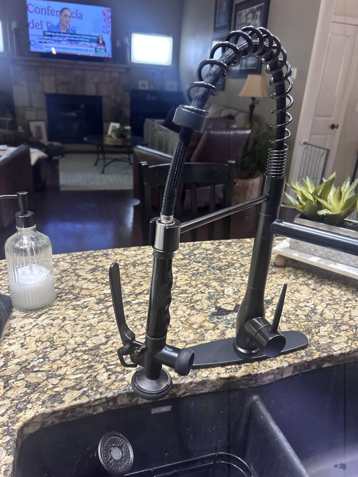 GIMILI Commercial Kitchen Sink Faucet with Pull Down Sprayer Brushed Nickel | High Pressure Double Headed Spray, Stainless Steel Construction, Single Handle Control, Deck Plate Included, Modern Style customer photo 1
