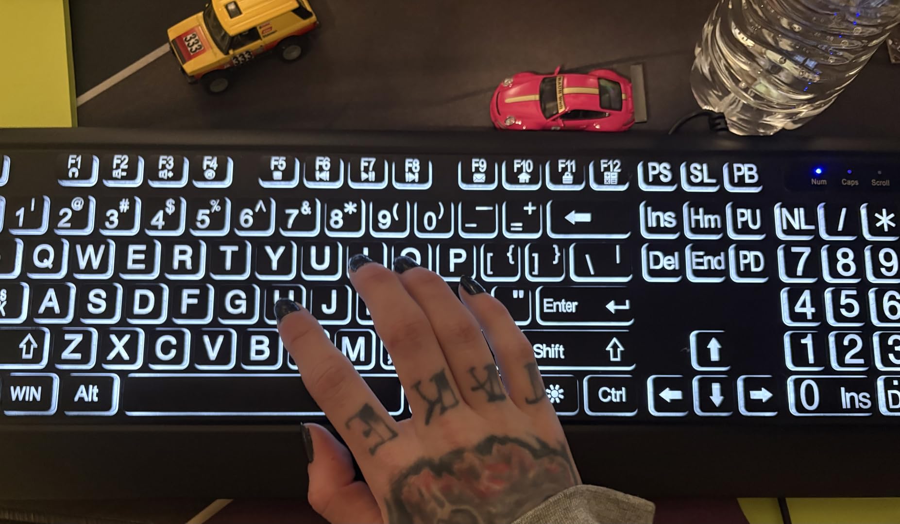 KOPJIPPOM Large Print Backlit Keyboard, USB Wired Computer Keyboard, Full Size Keyboard with White Illuminated LED Compatible for Windows Desktop, Laptop, PC, Gaming, Black customer photo 1