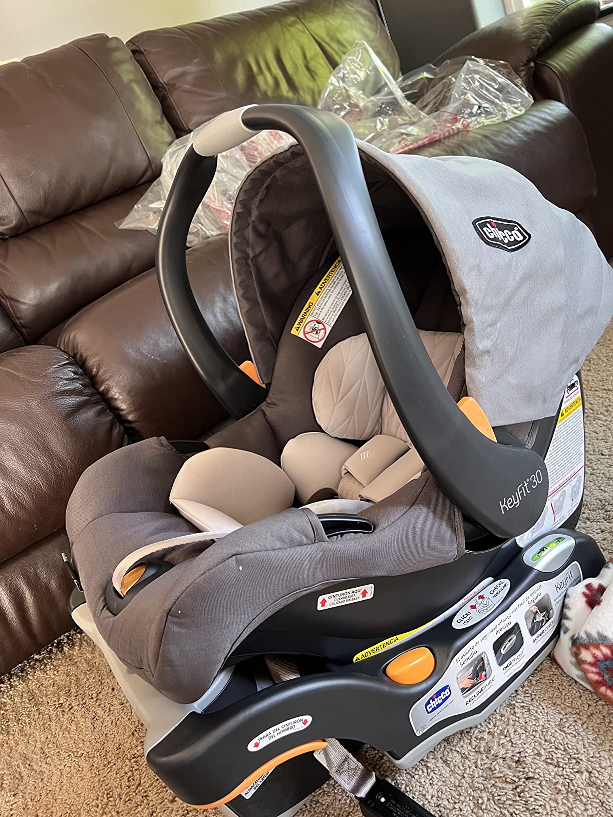 Chicco KeyFit 30 ClearTex Infant Car Seat and Base, Rear-Facing Seat for Infants 4-30 lbs., Includes Infant Head and Body Support, Compatible with Chicco Strollers, Baby Travel Gear, Slate/Grey customer photo 2