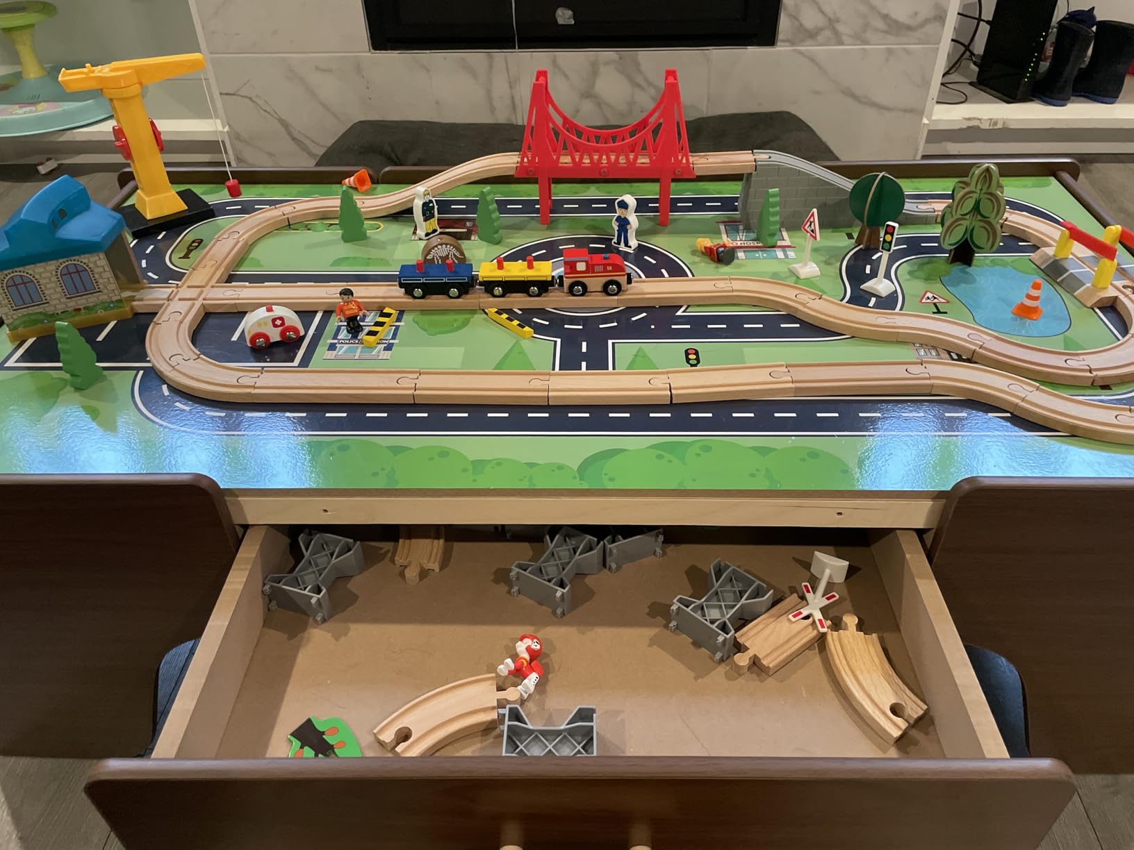 Best Choice Products 50 Inch Wooden Train Table Set - Natural customer photo 1