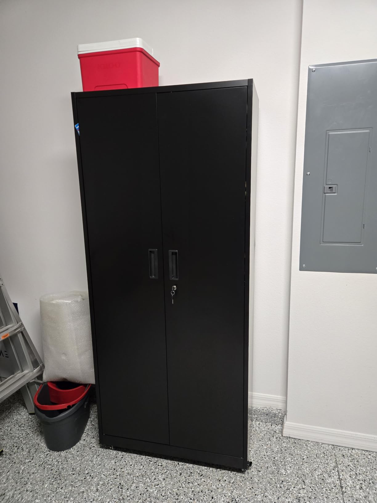 Greenvelly Metal Garage Storage Cabinet with 4 Swivel Wheels, 73